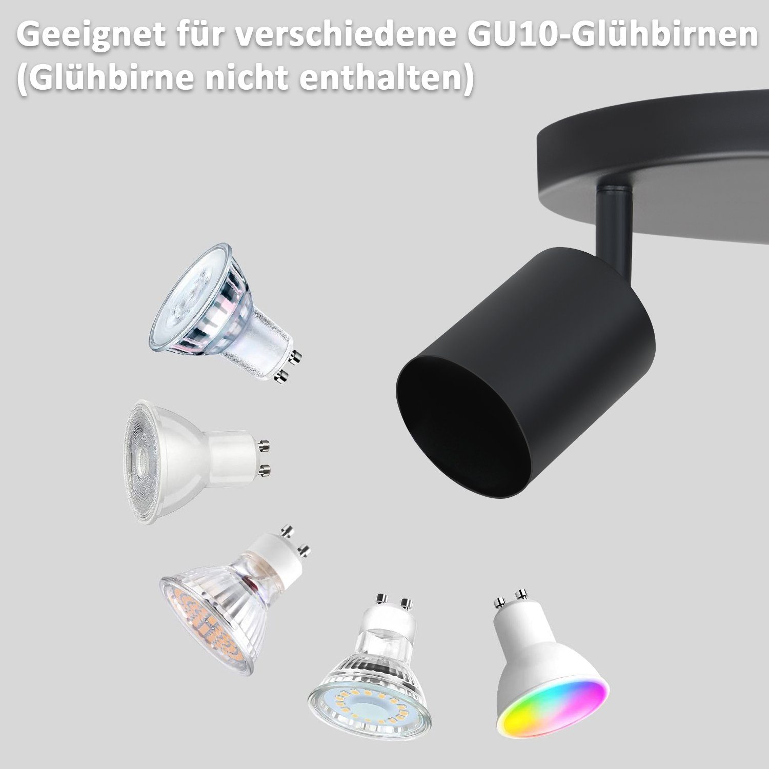 ZMH Deckenstrahler mehrflammige Schwarzer Flexible Rotation, günstig online kaufen