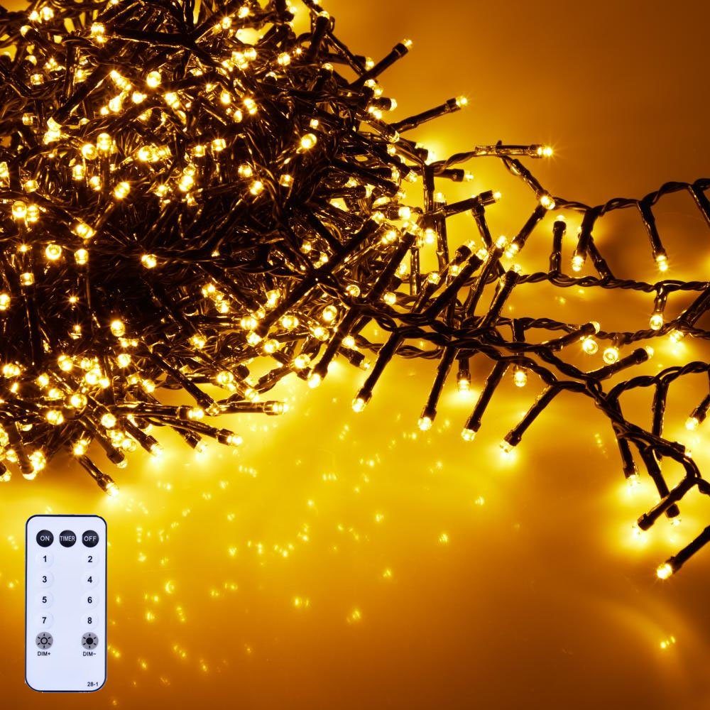 XERSEK LED-Lichternetz 31V Strombetrieben Büschelkette Cluster Netzbetrieb  20+5m 1000er 8Modi, Außen innen Weihnachtsbeleuchtung + Stecker Timer