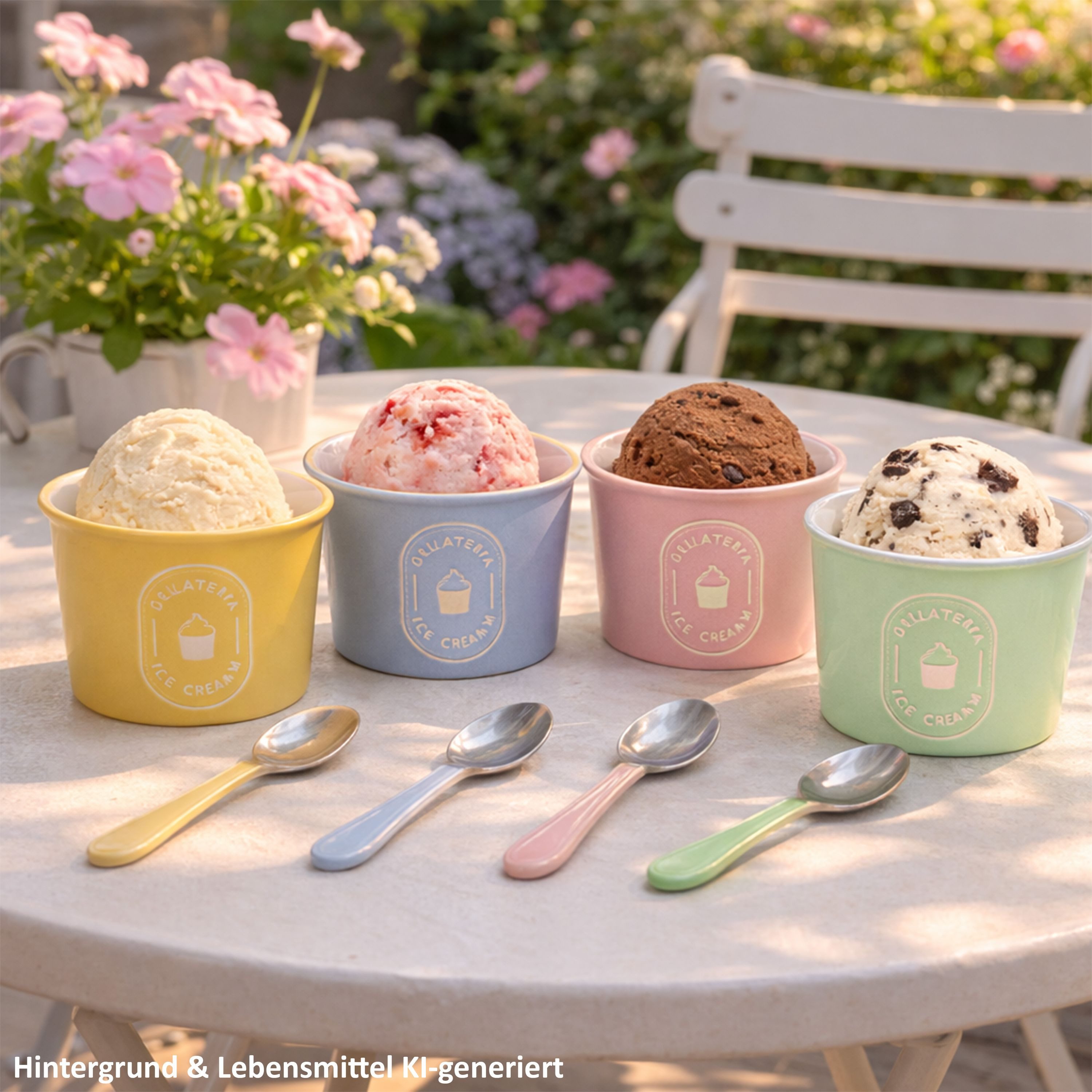 MamboCat Eisschale MamboCat 4er Set Eisbecher Emilia 180ml Ø9cm Steingut bunt Dessert, Steingut