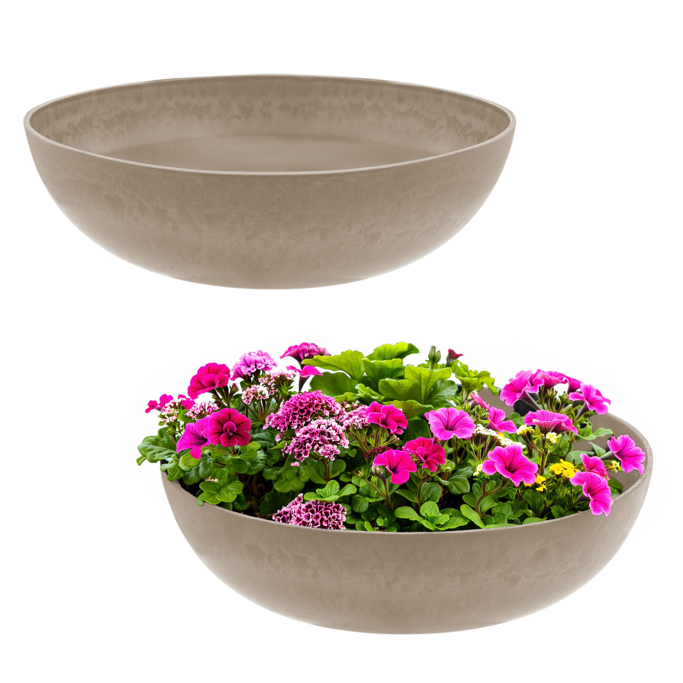 Spetebo Blumentopf Pflanzschale massiv in Stein Optik (1 St., Kunststoff), Premium Blumenschale marmoriert für Außen und Innen