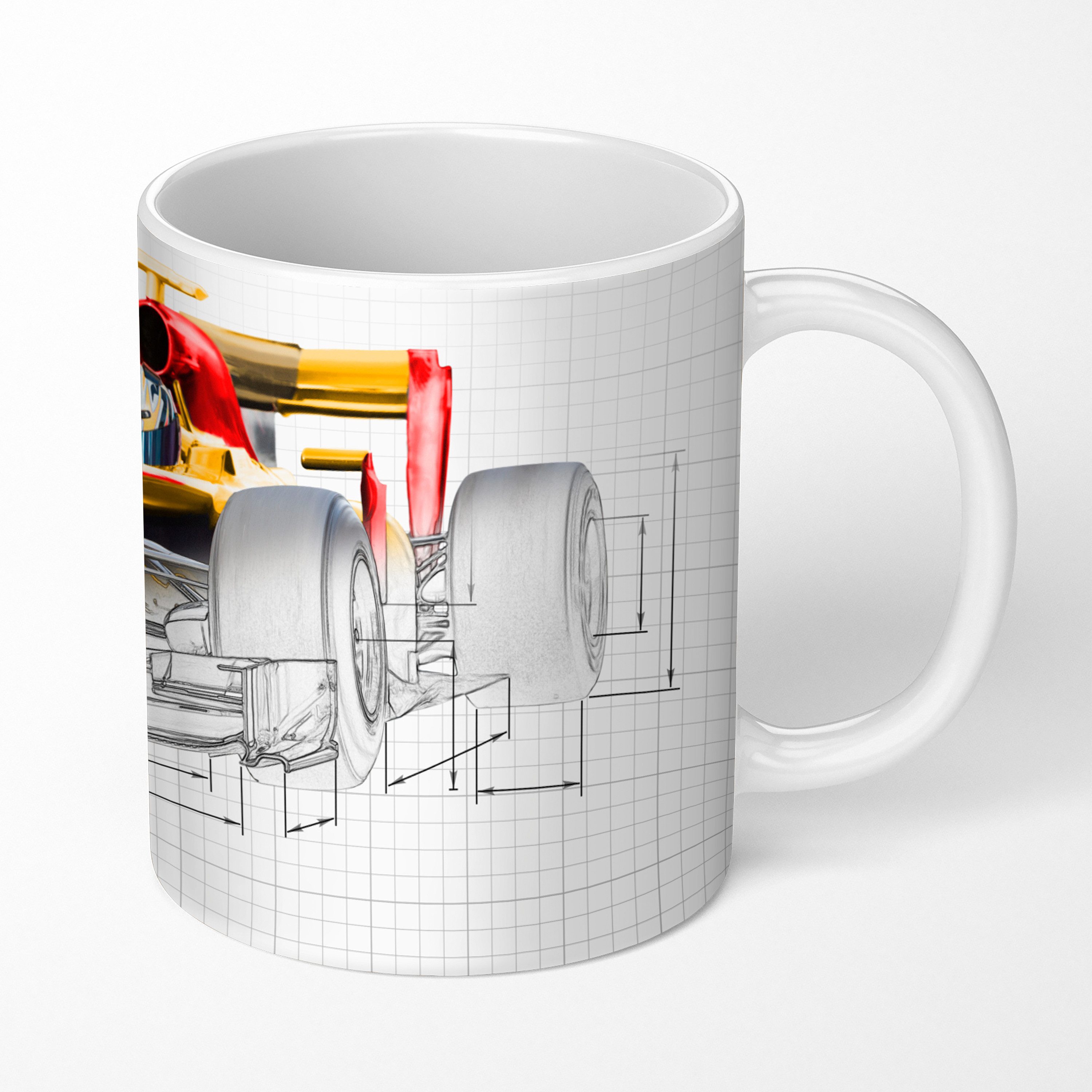 MuchoWow Tasse Ein roter Rennwagen aus der Formel 1 in einer Illustration, 1-tlg., Keramik, Kaffeetassen, Teetasse, Becher, Kaffeebecher, Geschenk