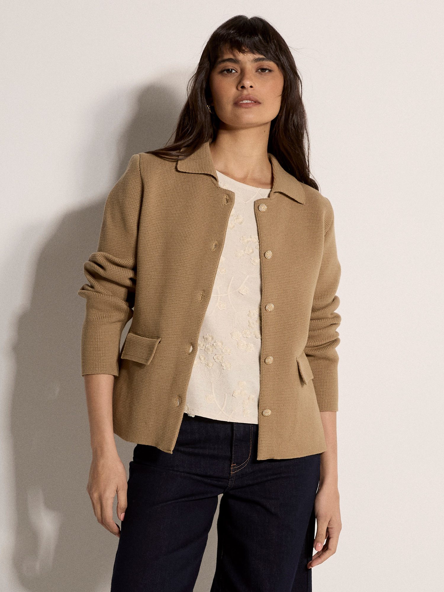 Apricot Cardigan Baumwollstrickjacke mit dekorativen Knöpfen – Bild 5 von 5