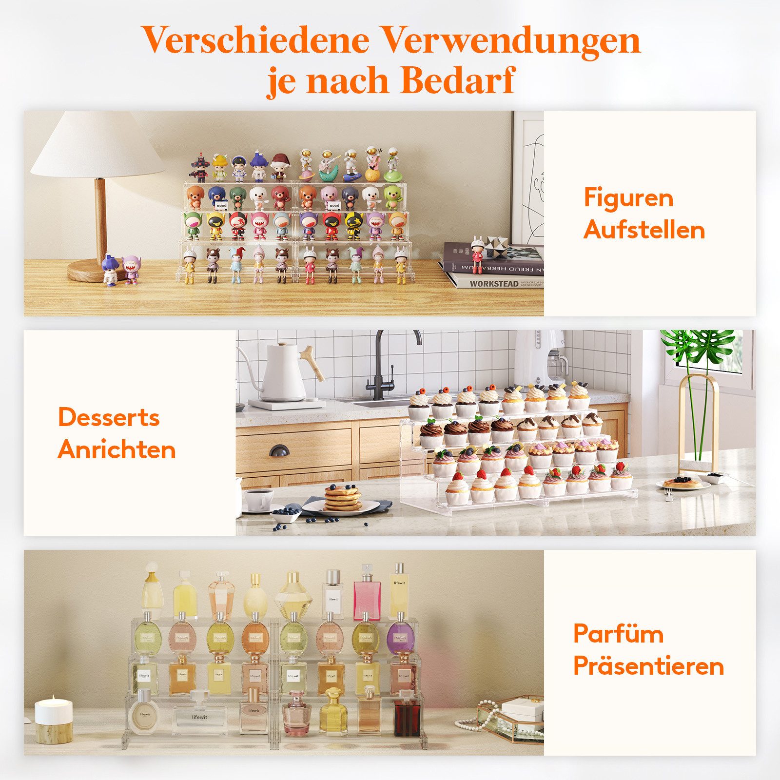 Lifewit Ablageregal Cupcake Display Ständer Kunststoffständer für Muffin Dessert donut, 3-tlg.