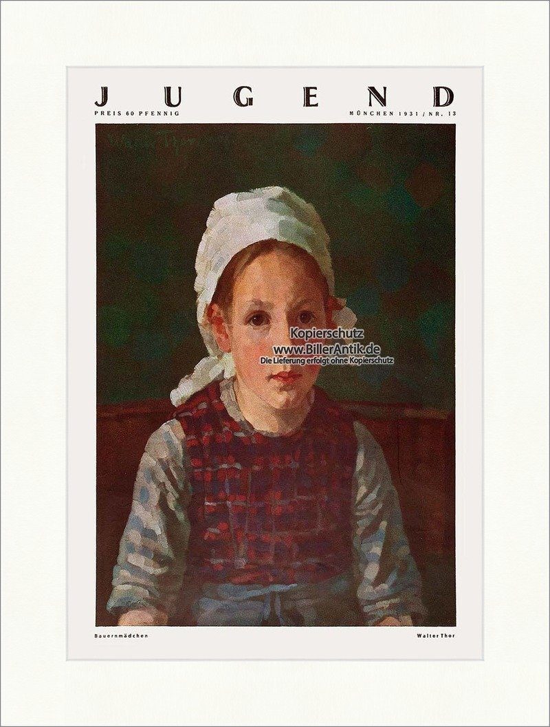Kunstdruck Titelseite der Nummer 13 von 1931 Walter Thor Bauernmädchen ...