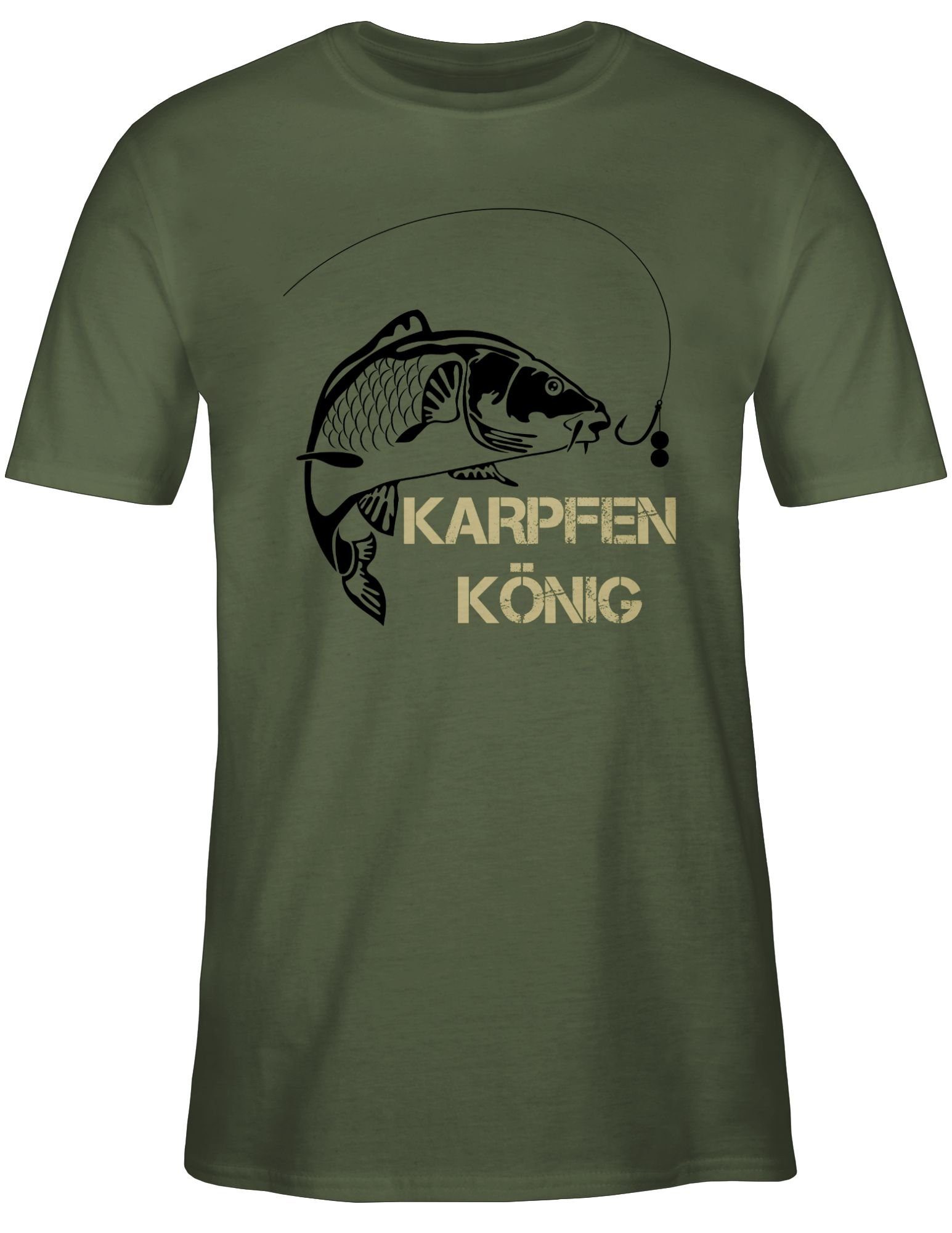 Army T-Shirt Angler Shirtracer 1 Karpfen Geschenke Grün König