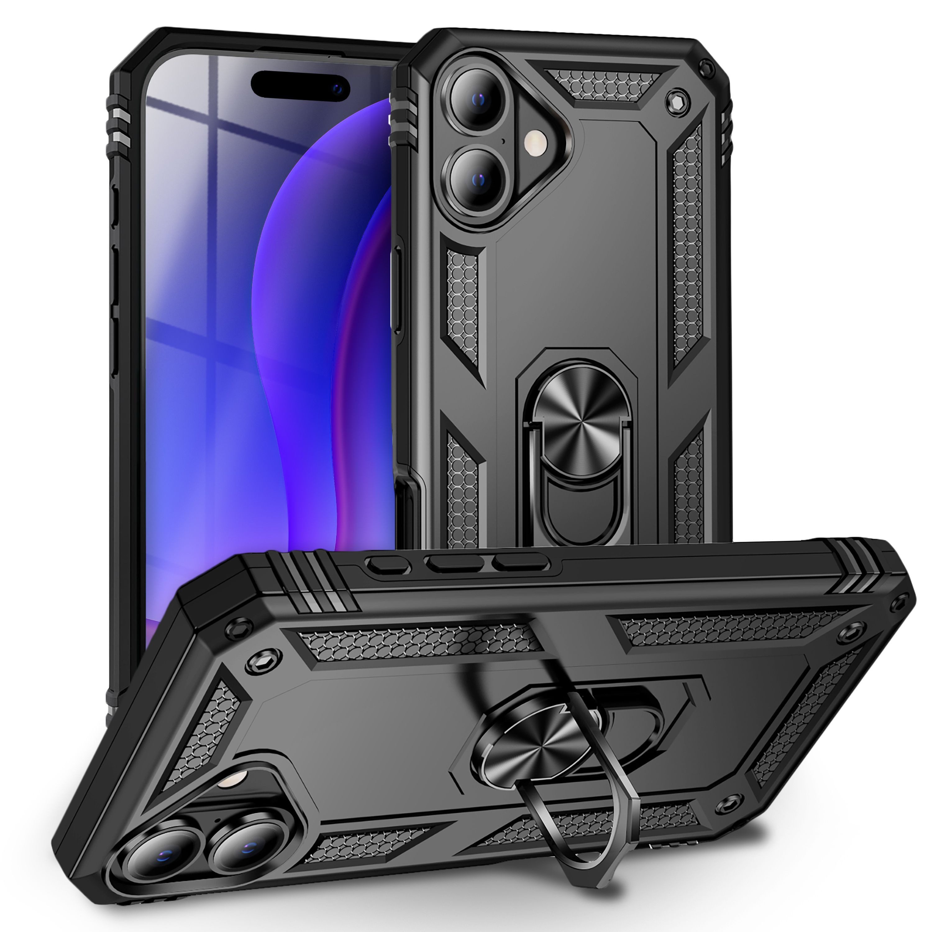 Nalia Smartphone-Hülle Apple iPhone 17 16 cm (6,3 Zoll), Hülle mit Ring / Extrem Robust / Fallschutz / Ständer / Military Style