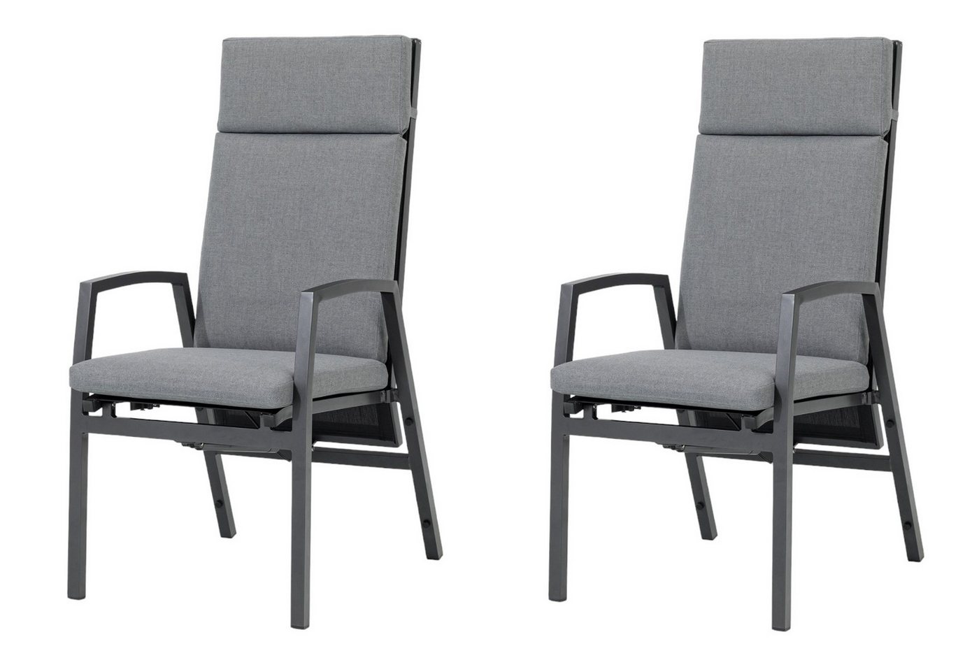 Gardissimo Gartenstuhl 2 er Set Vigo Lounge Stuhl Dining Alu Move Stapelstuhl (Spar-Set, 2 St), verstellbare Rückenlehne stapelbar wetterfest 120 kg Tragkraft