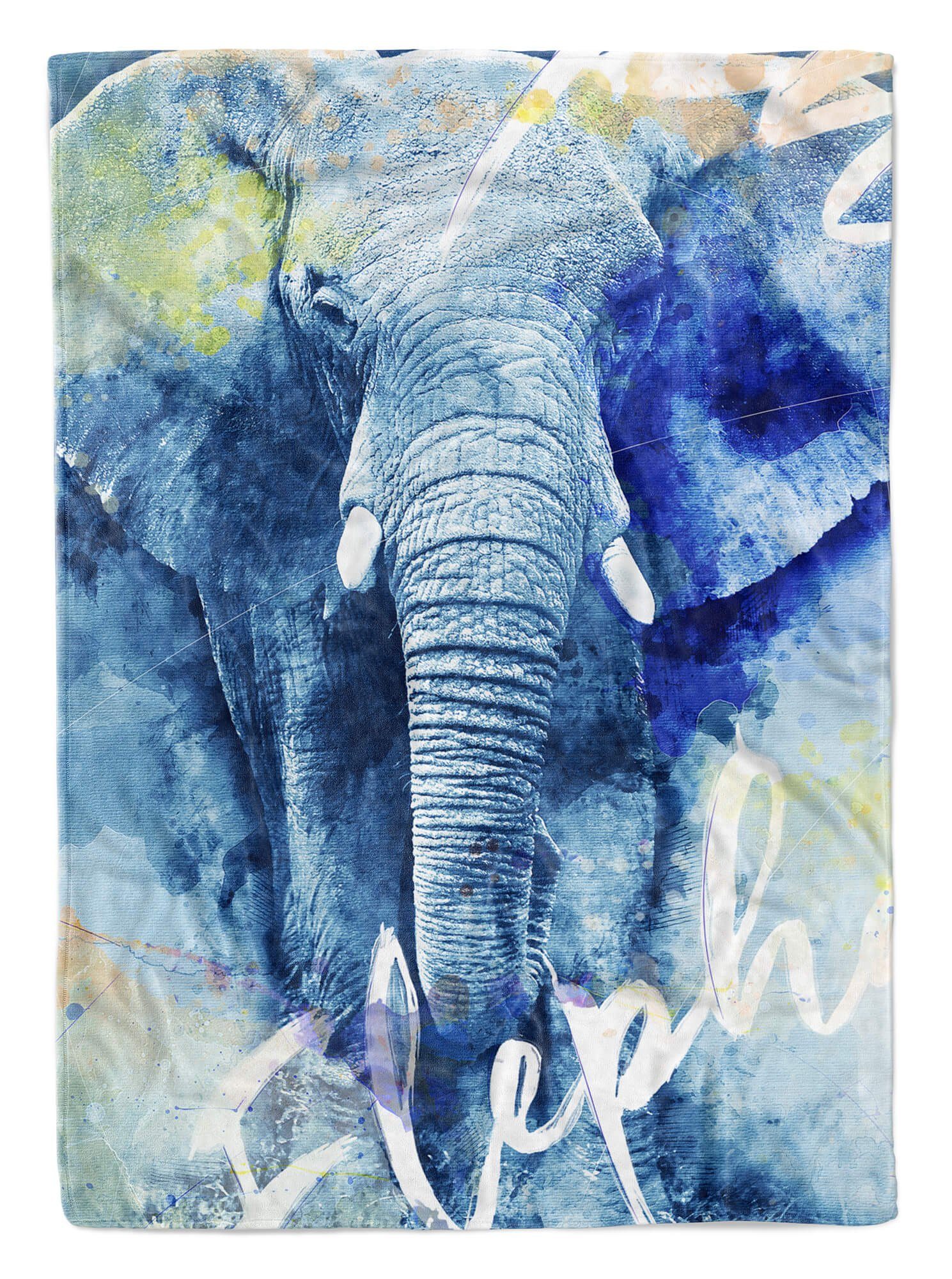 Handtücher SplashArt Art Strandhandtuch Elephan, Handtuch Kunstvoll Handtuch Big Serie (1-St), Tier Baumwolle-Polyester-Mix Sinus Kuscheldecke Saunatuch