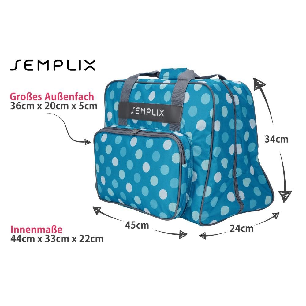 Semplix Nähmaschinentasche - Aufbewahrungstasche Polka Dots petrol/türkis – Bild 2 von 5