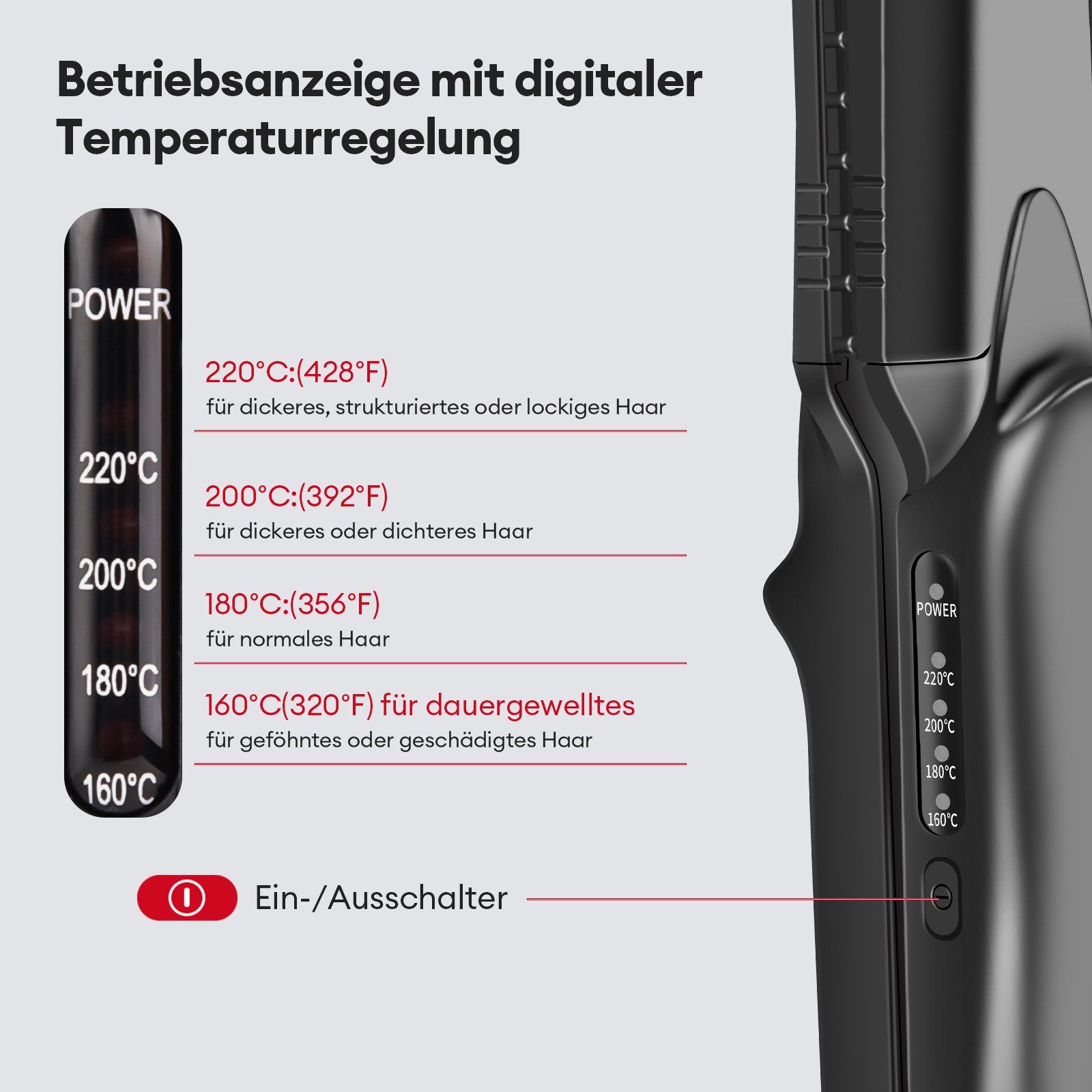 CkeyiN Pro Welleneisen Glätteisen Kreppeisen, 4-in-1-Haarglätter,Kreppeisen für Haare Keramik-Turmalin-Beschichtung, Austauschbaren Platten, 30 Sekunden Aufwärm – Bild 5 von 5