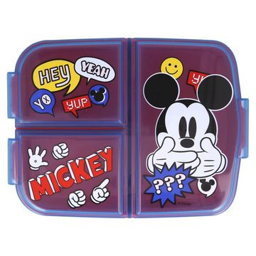 Disney Lunchbox Disney Mickey Maus 4 teiliges Lunch Set, (4-tlg), Brotdose XL Alu-Trinkflasche 530 ml Besteck
