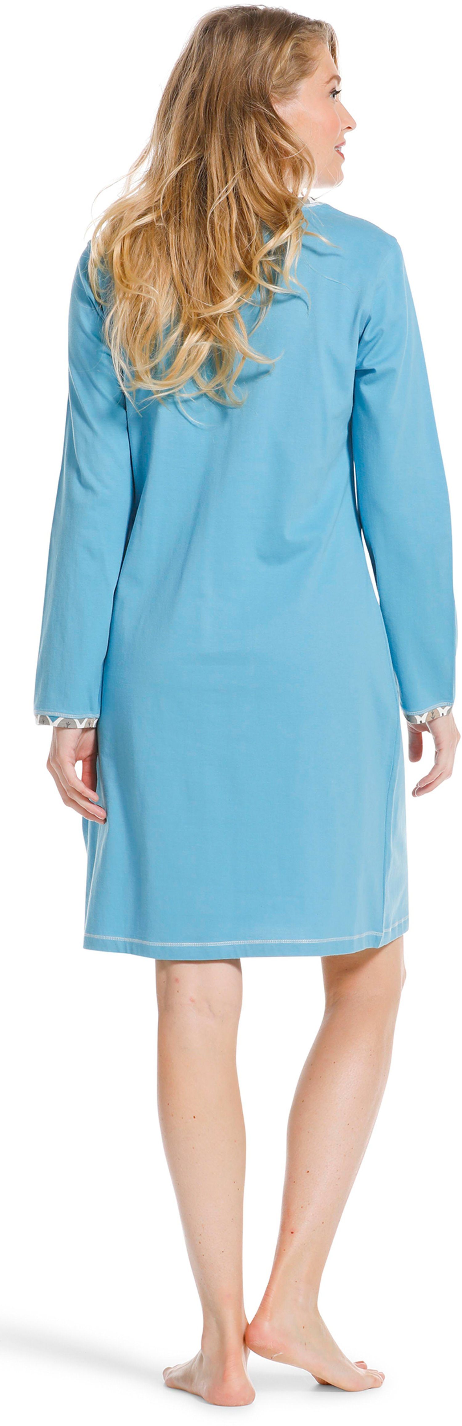 Damen Schlafshirt Arm Pastunette langem Baumwolle mit (1-tlg) Nachthemd