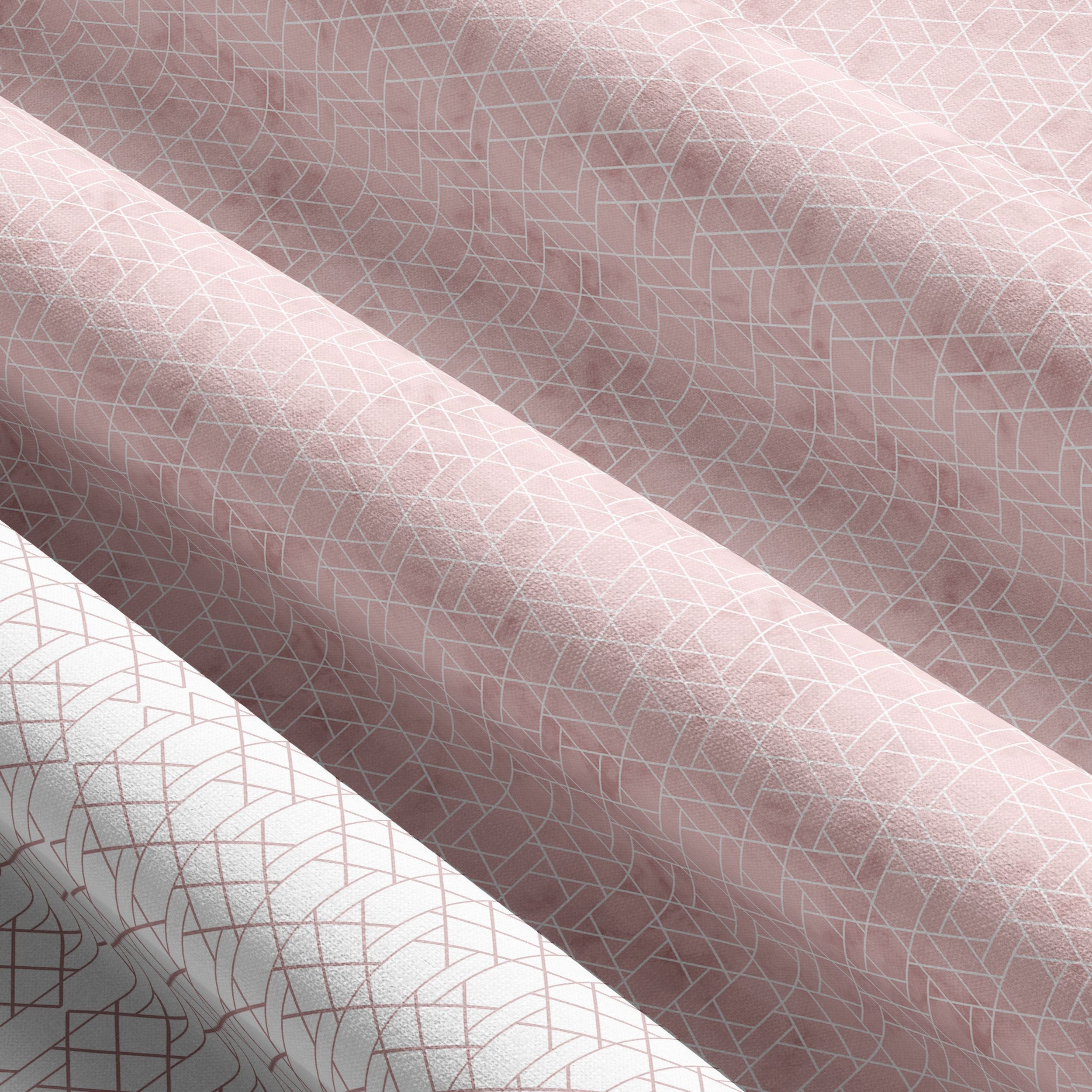 Leonado Vicenti Bettwäsche Baumwolle fein gewebt, Renforcé, 4 teilig, modernes Rauten Design in Rosa Weiß