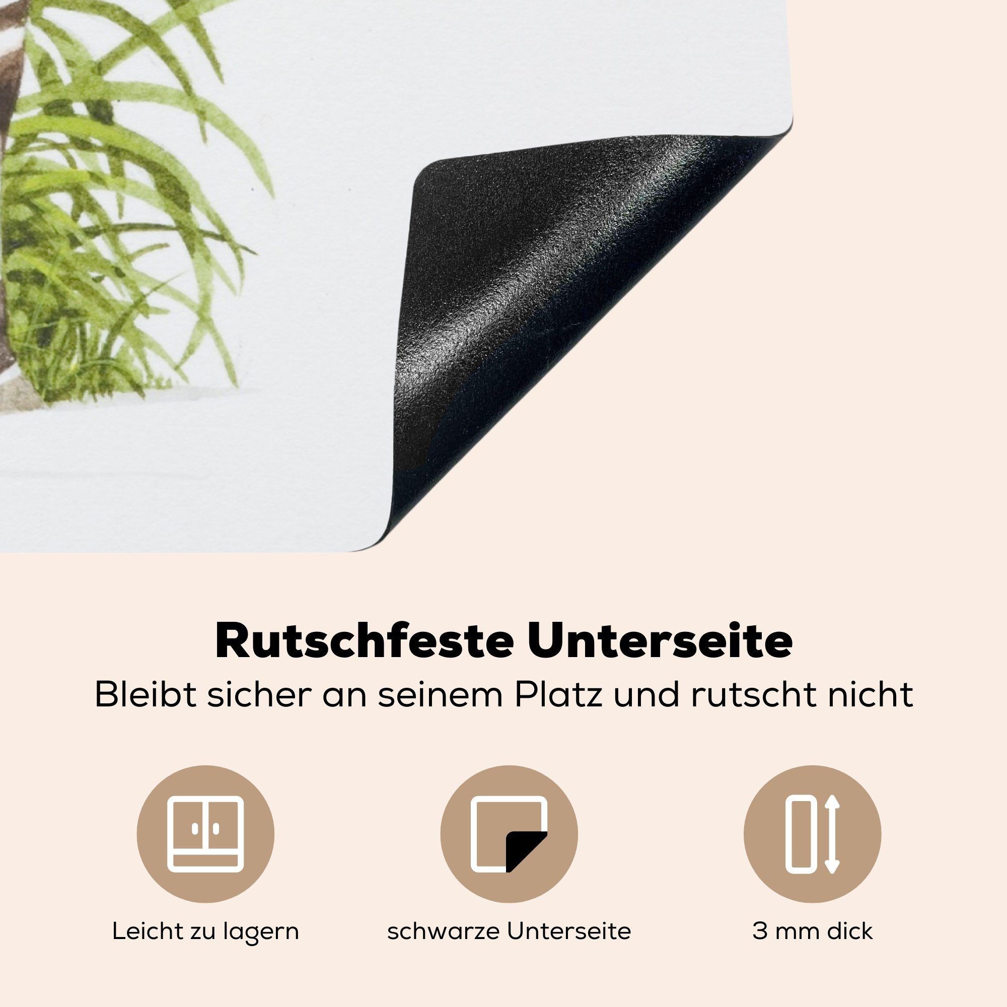 MuchoWow Herdblende-/Abdeckplatte Illustration Vinyl, eines Okapis, Mobile Ceranfeldabdeckung (1 70x52 tlg), cm, nutzbar, Arbeitsfläche