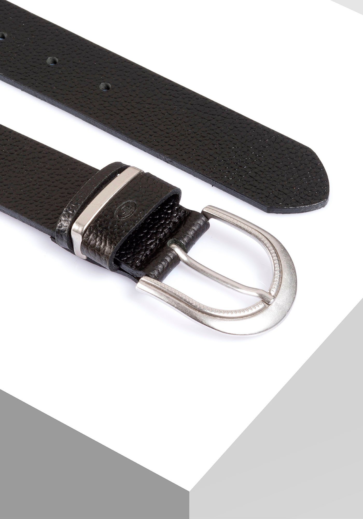 TOM TAILOR Ledergürtel TTSANDRA 3,5 cm breiter Damengürtel, genarbte Oberfläche, Schließe silberfarben