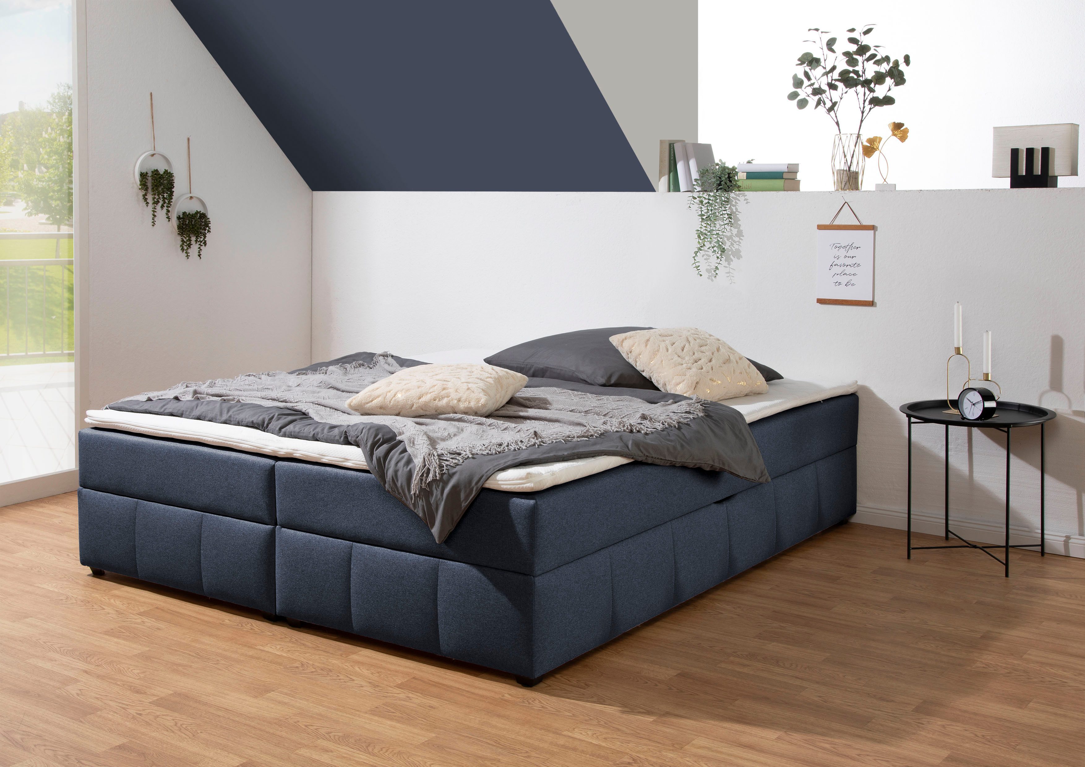 Home affaire Boxbett Niemes inkl. Bettkasten und Topper, auch in Überlänge erhältlich, Boxbett ohne Kopfteil, inkl. Topper