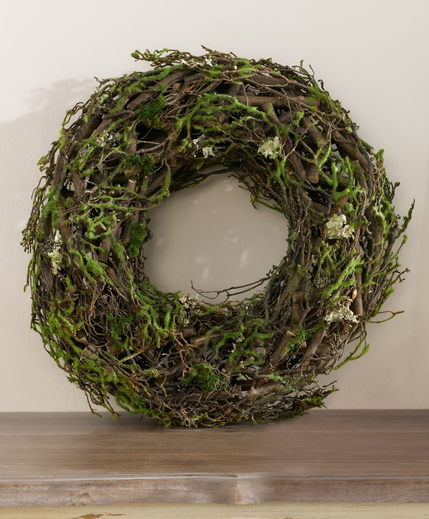 Dekoleidenschaft Dekokranz "Moos" aus Reisig Ø 40 cm, Naturkranz Reisigkranz Deko Kranz Wandkranz, braun / grün, Deko Kranz aus Naturmaterialien, Outdoor Türkra – Bild 4 von 5