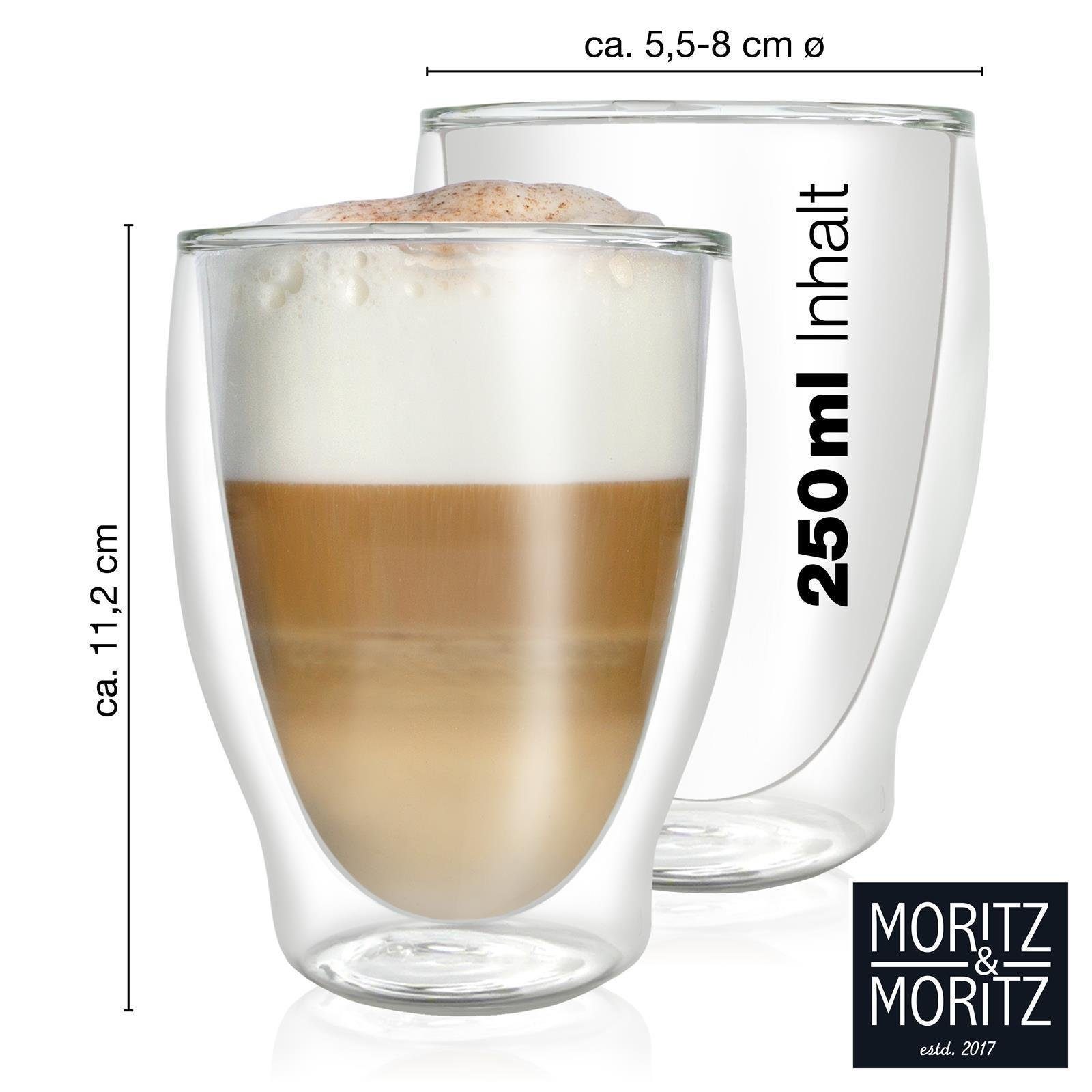 Moritz & Moritz Gläser-Set Moritz & Moritz Milano 4x250 ml, 4-tlg., Borosilikatglas, für Cappuccino Tee Heiß- und Kaltgetränke