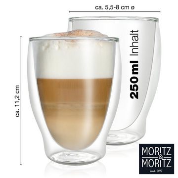 Moritz & Moritz Gläser-Set Moritz & Moritz Barista Milano 2 x 250 ml Doppelwand-Thermo-Gläser, Borosilikatglas, für Cappuccino Tee Heiß- und Kaltgetränke