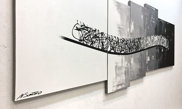 WandbilderXXL XXL-Wandbild Flowing Contrast 210 x 80 cm, Abstraktes Gemälde, handgemaltes Unikat