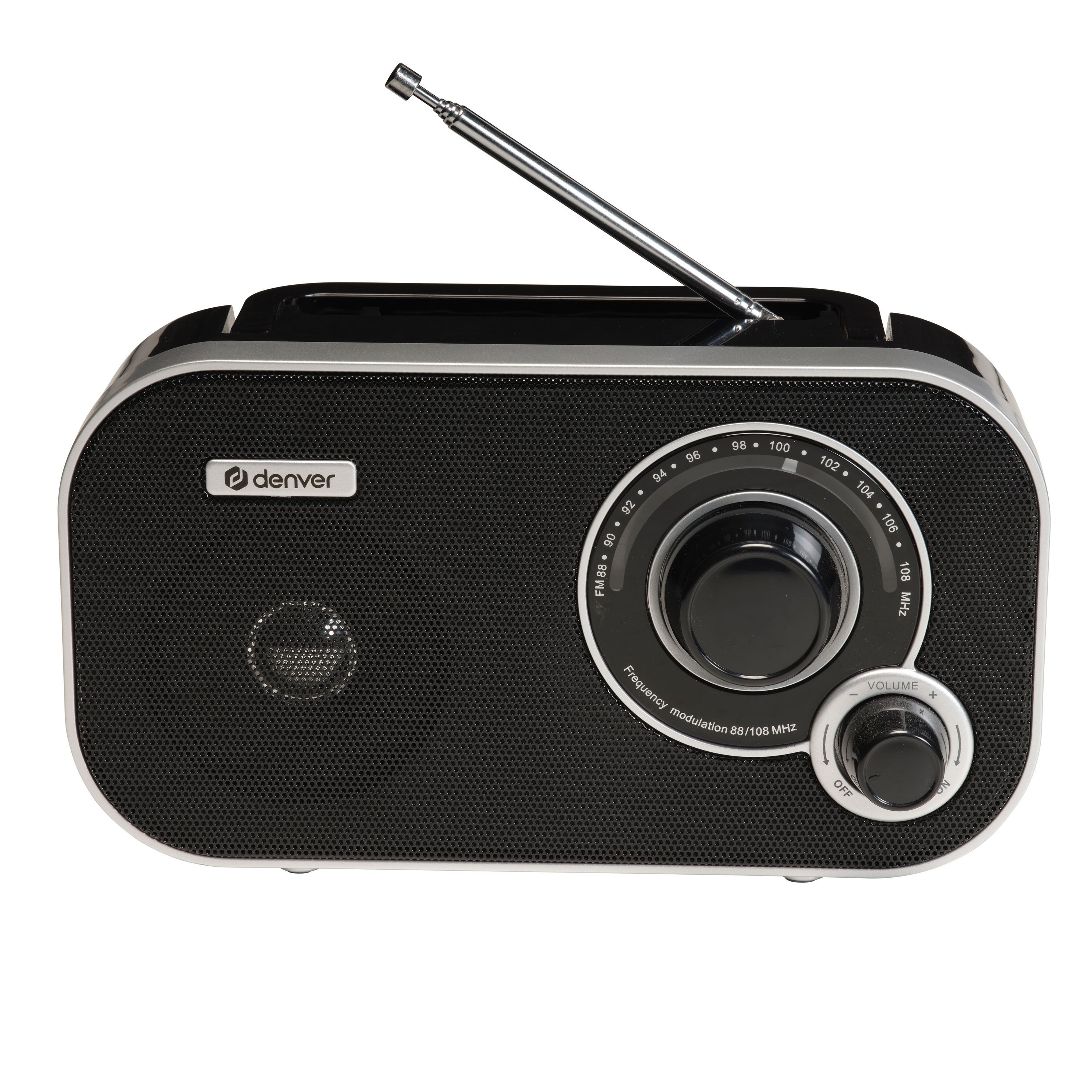 Denver TR-51B Radio (FM-Radio mit analogem Tuning, 1 W, Analoges Tuning, tragbar, wahlweise netzbetrieb oder akkubetrieb)
