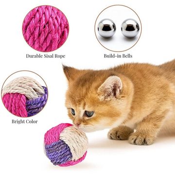zggzerg Tier-Beschäftigungsspielzeug Interaktives Katzenspielzeug Ball, 6 Stk Sisal Ball Katze