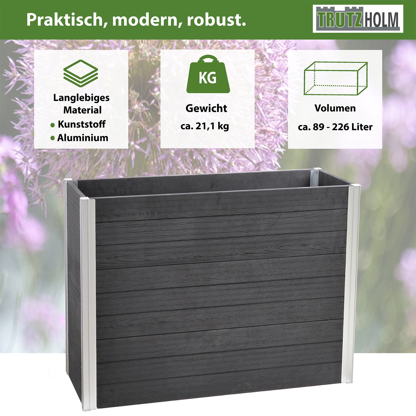 TRUTZHOLM Hochbeet Pflanzkasten lang 117 x 41,5 x 84,5 cm Holzoptik bis 226 günstig online kaufen