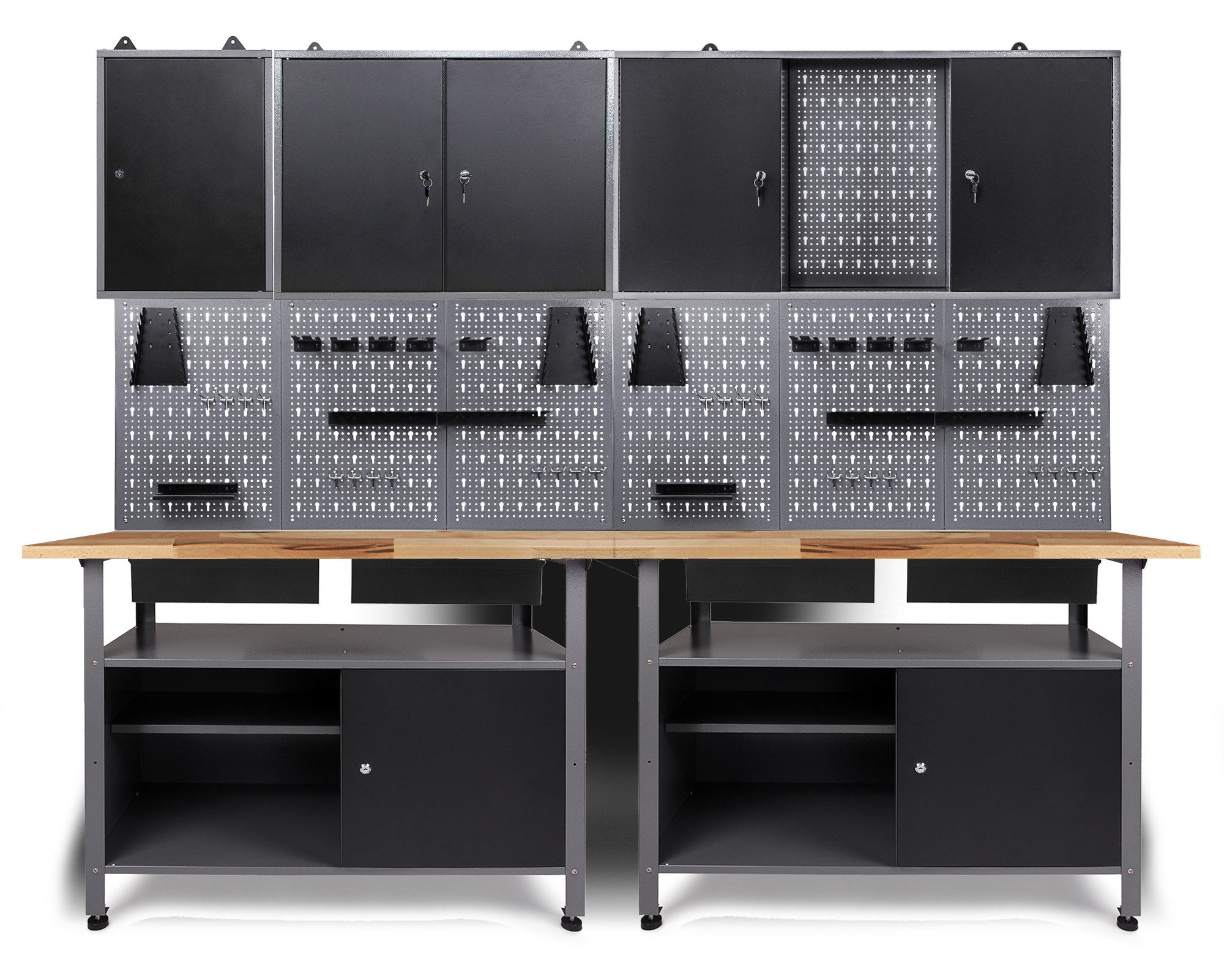 ONDIS24 Werkstatt-Set Ondis24 Werkstatt Set 240cm Werkbank Werkzeugschrank Lochwand