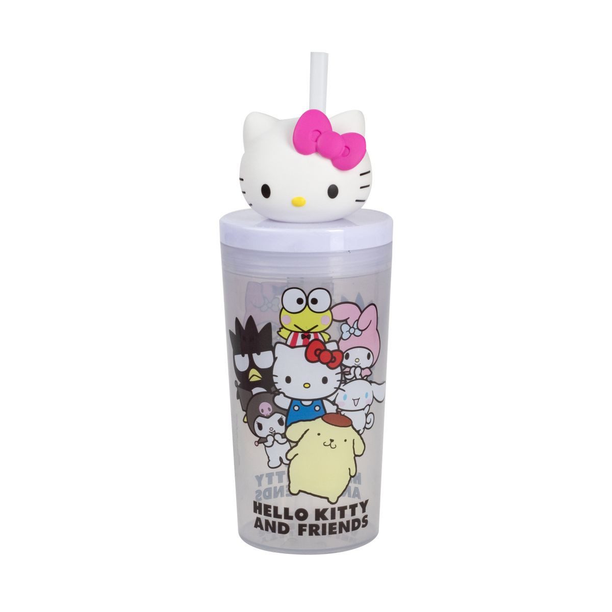 p:os Kinderbecher Trinkbecher Hello Kitty mit 3D Strohhalm 360ml
