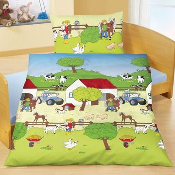 Kinderbettwäsche JACK by Bierbaum Kinder Renforce Bettwäsche 2 tlg. 100x135cm Bauernhof, JACK, Renforcé, 2 teilig, wunderschöne Kinderbettwäsche, Reißverschluss, Tiere auf dem Bauernhof