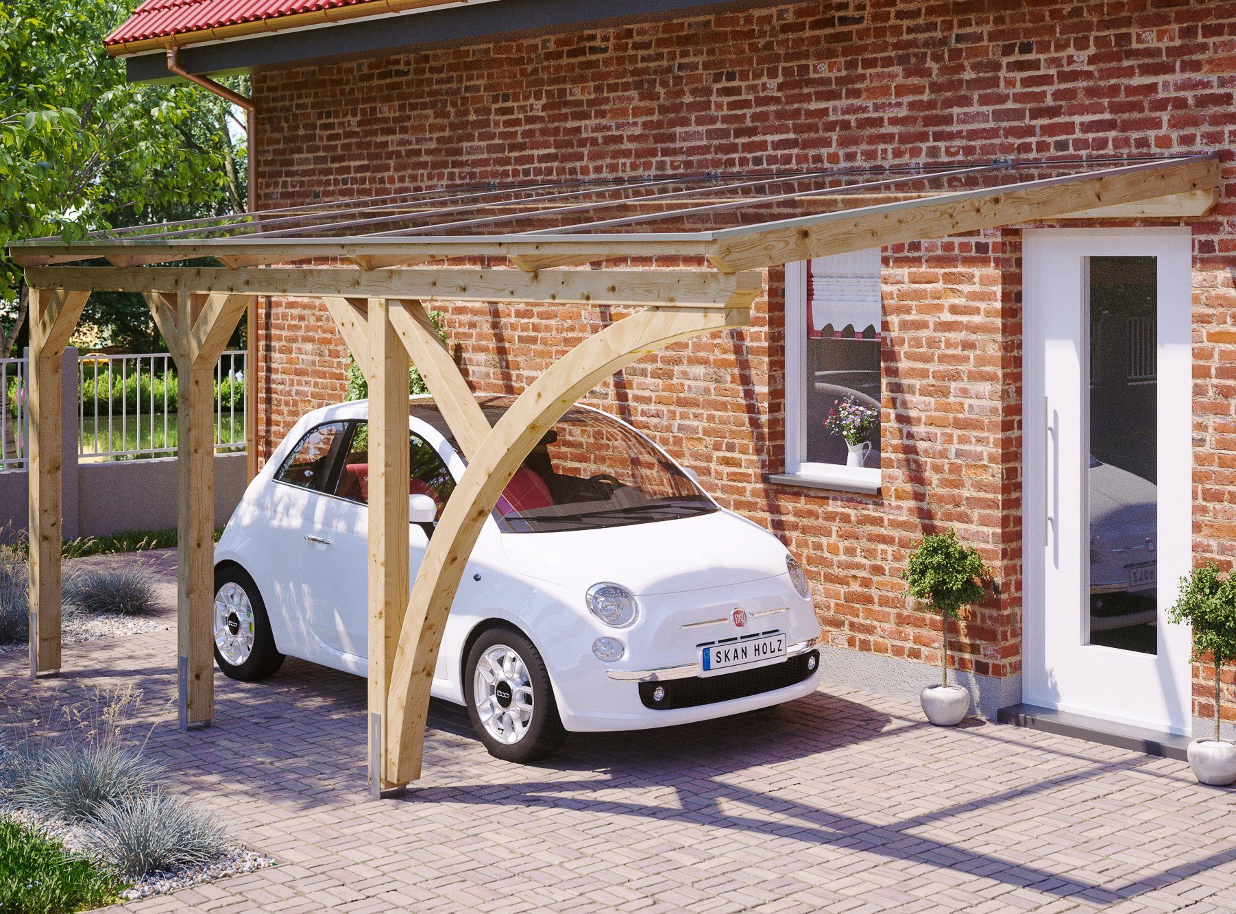 Skanholz Anlehncarport Eifel, BxT: 300x541 cm, 213 cm Einfahrtshöhe natur | Carports