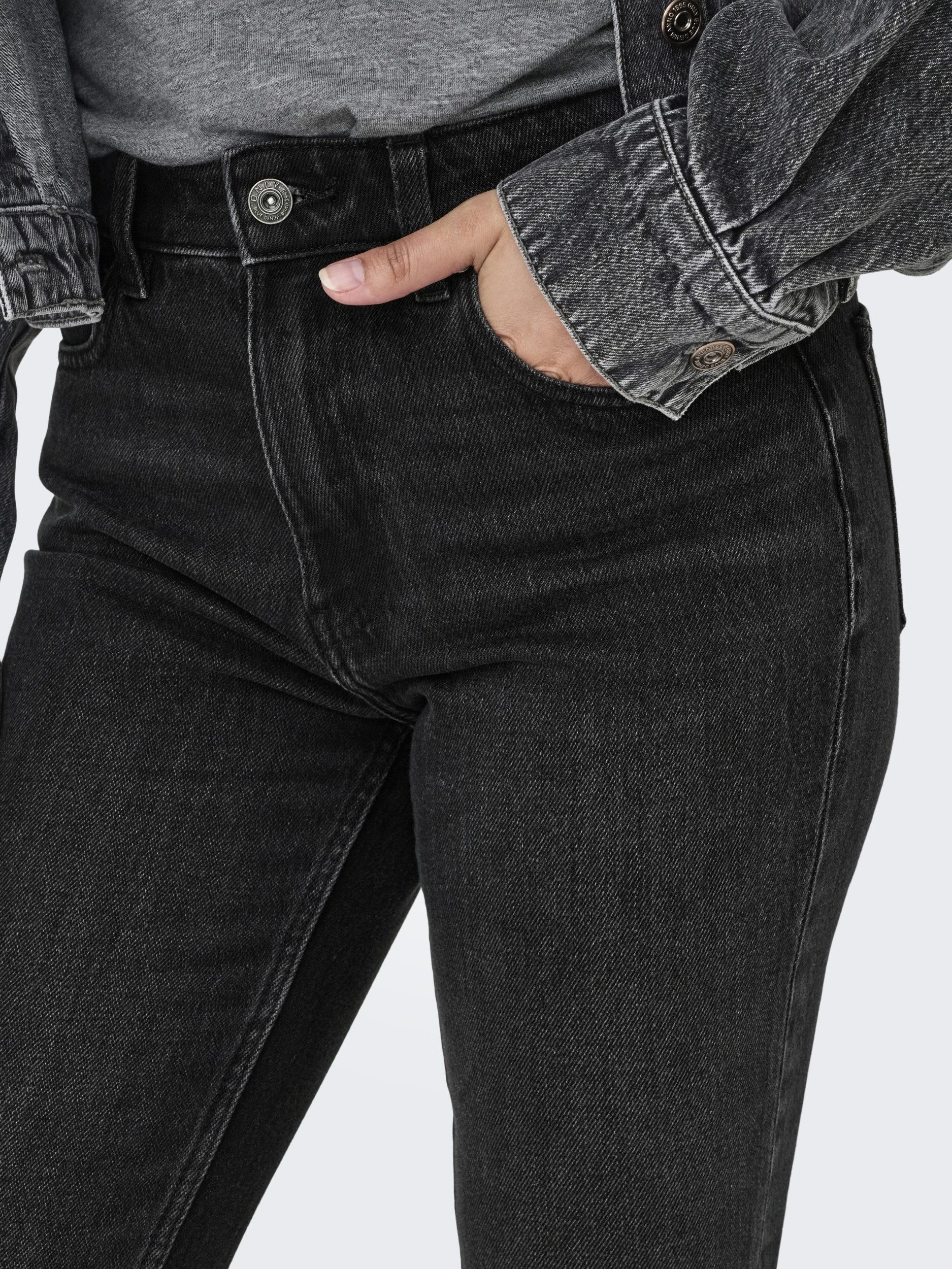 ONLY Chinos ONLEMILY HW STRAIGHT ANK DNM NAS997, Black Denim/NAS997 – Bild 4 von 5
