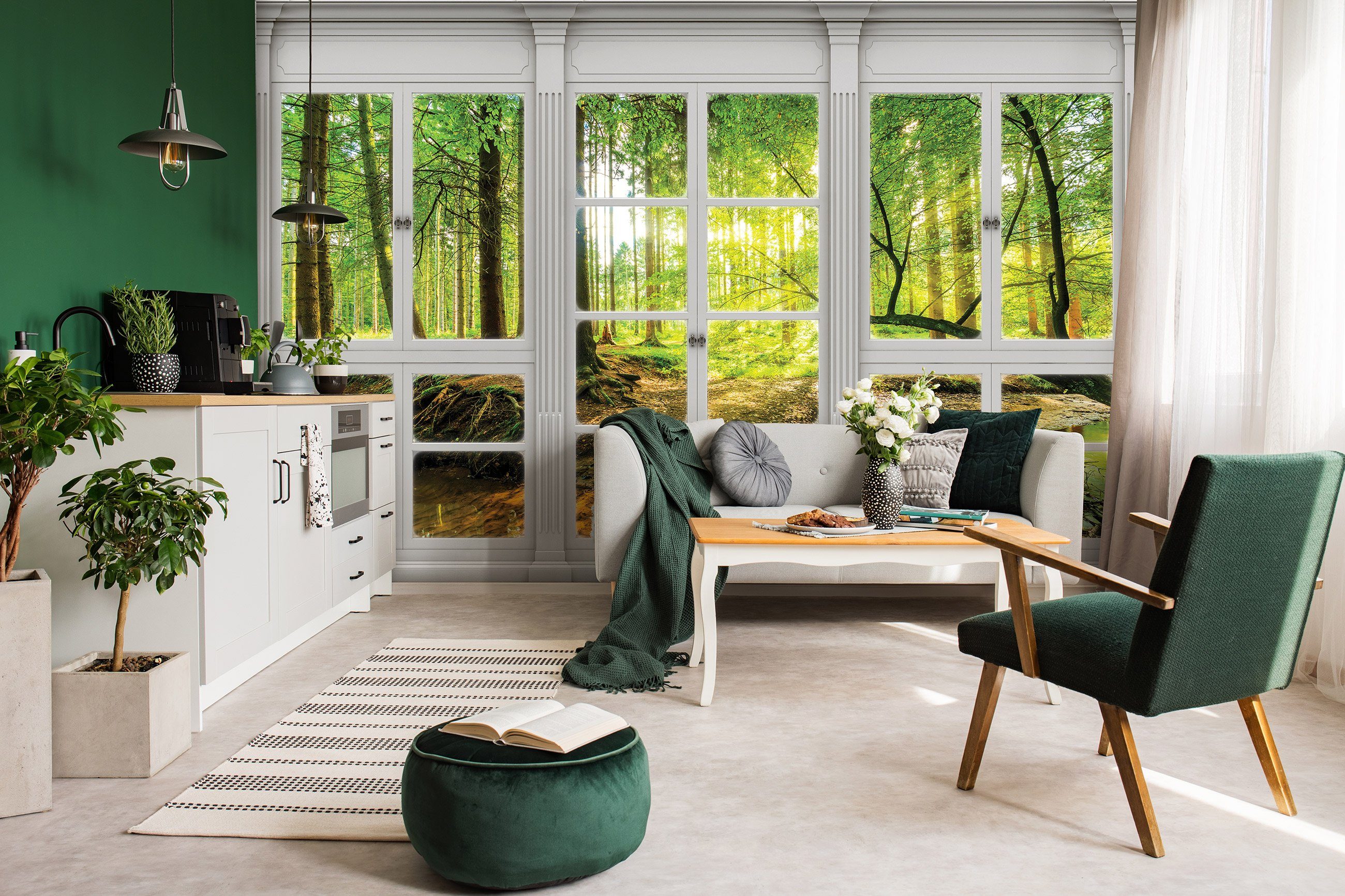 Wallarena Fototapete Fenster Wald Sonne Vlies Tapete Wohnzimmer Schlafzimme günstig online kaufen