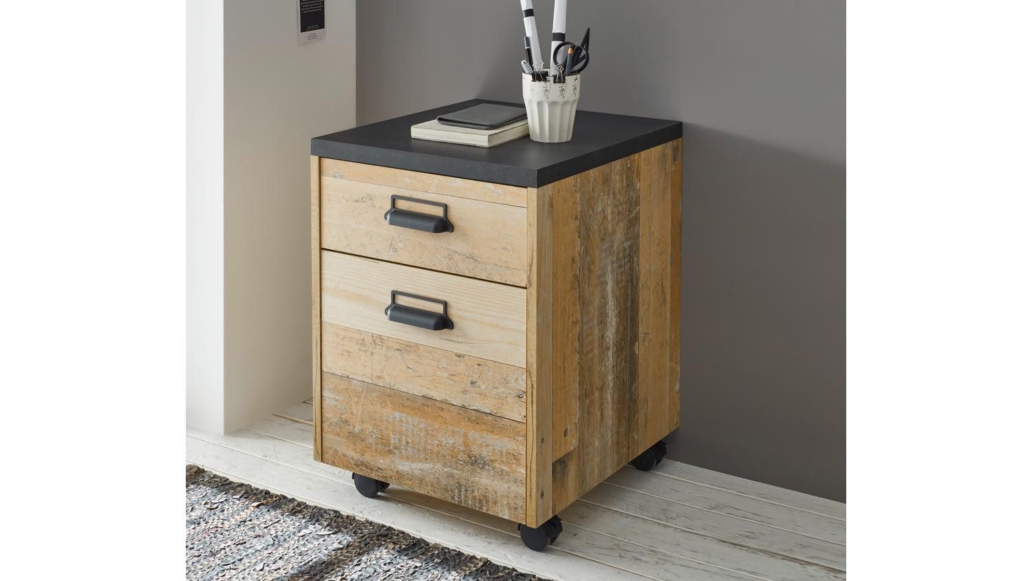 Möbel Akut Rollcontainer Rollcontainer Sherwood 11 Old Style hell anthrazit soft-close 47 cm