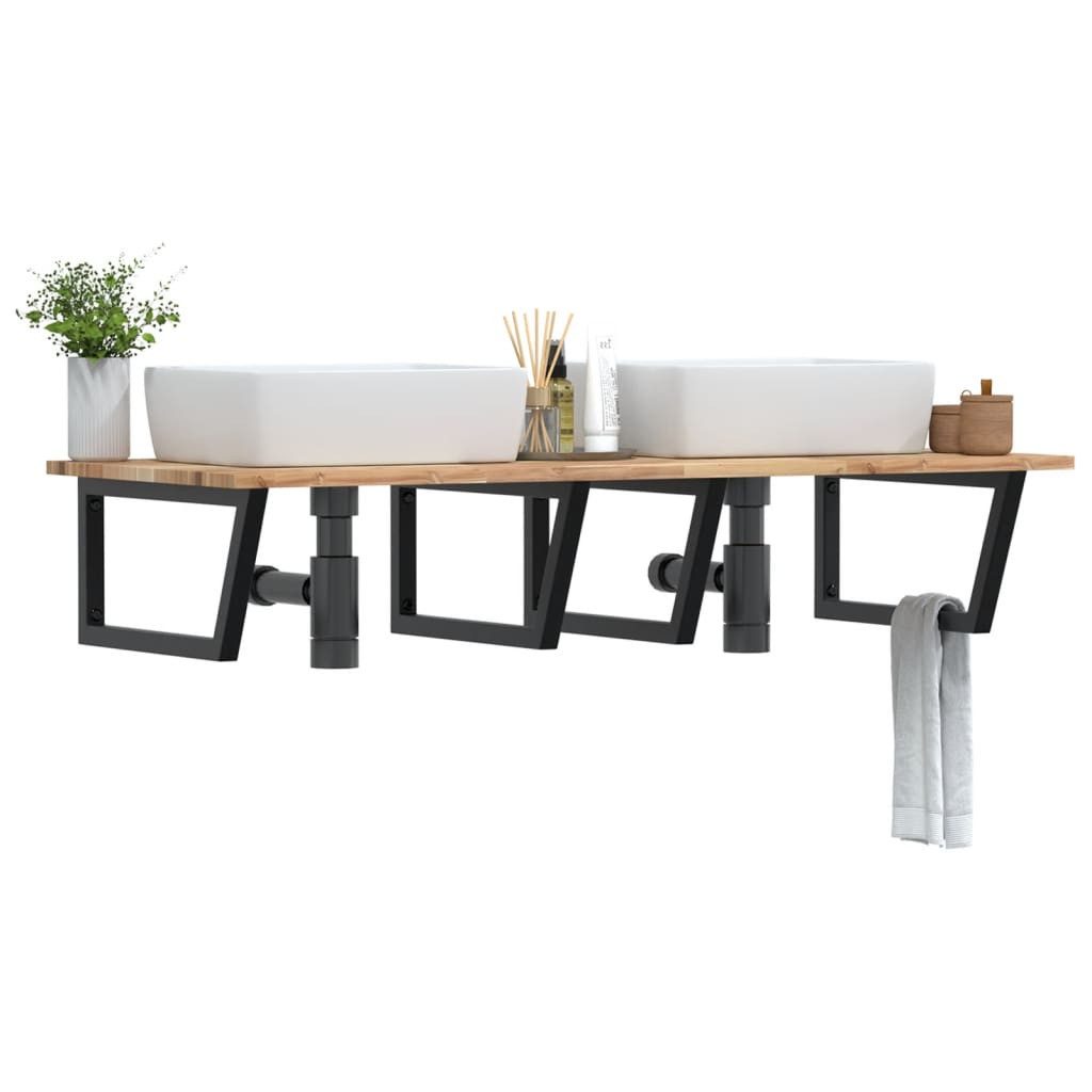 vidaXL Badezimmerspiegelschrank Waschbeckenregal Wandmontage Stahl und nholz (1-St)