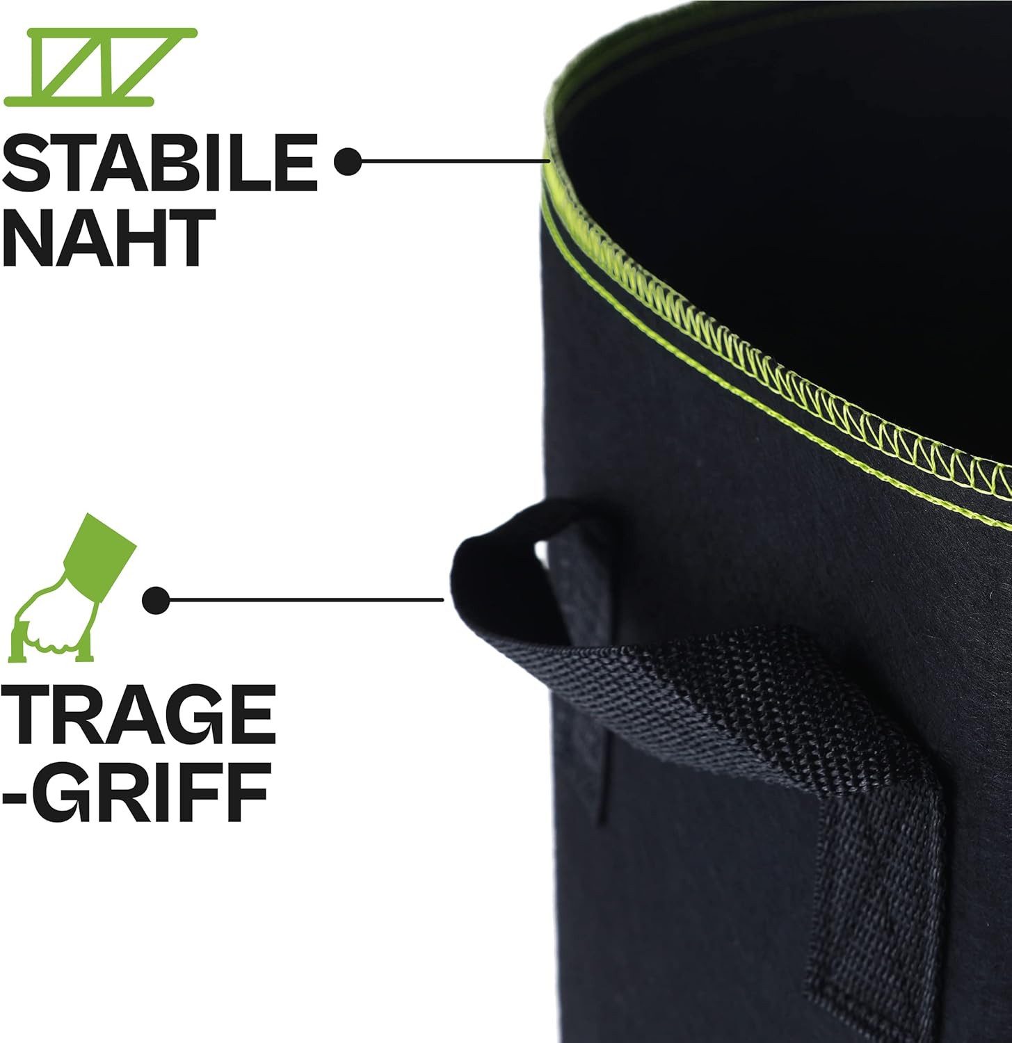 Praknu Pflanzkübel Pflanzsack 15l Cannabis - 3 Stück aus Vliesstoff (Set, 3 günstig online kaufen