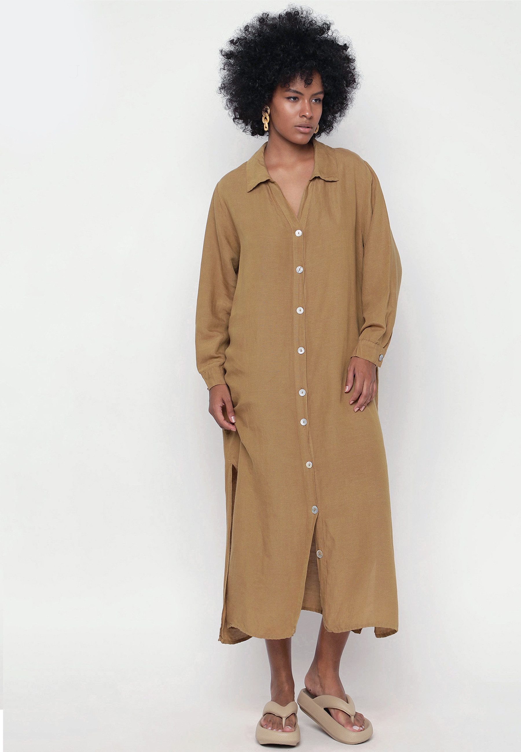 YC Fashion & Style Blusenkleid Blusenkleid aus 100% Leinen ... günstig online kaufen