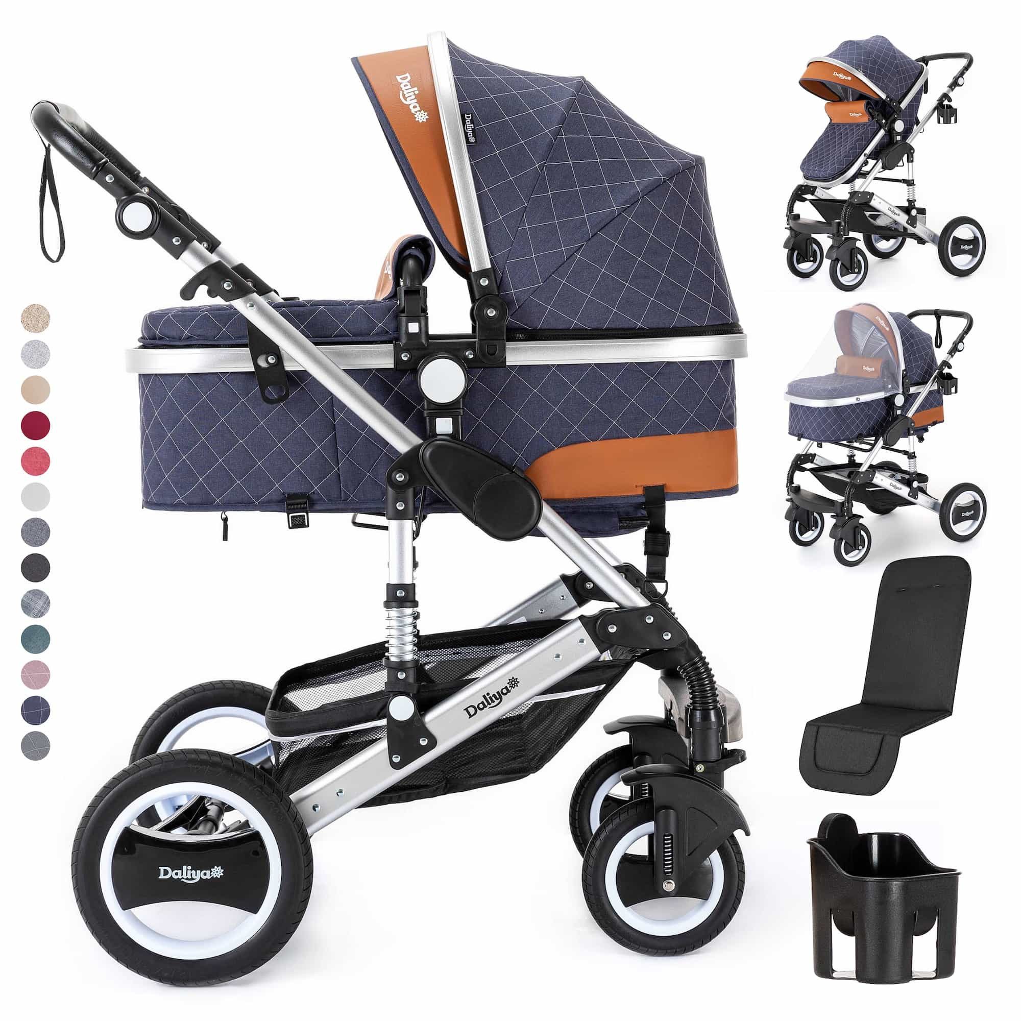 DALIYA® Kombi-Kinderwagen BAMBIMO 2in1 Kinderwagen & Buggy, mit Belüftung, Sportsitz, Alu-Rahmen (9-tlg), 2in1 Kinderwagen, Babywanne & Sportsitz, 1-Falt-Klicksystem, Alurahmen mehr