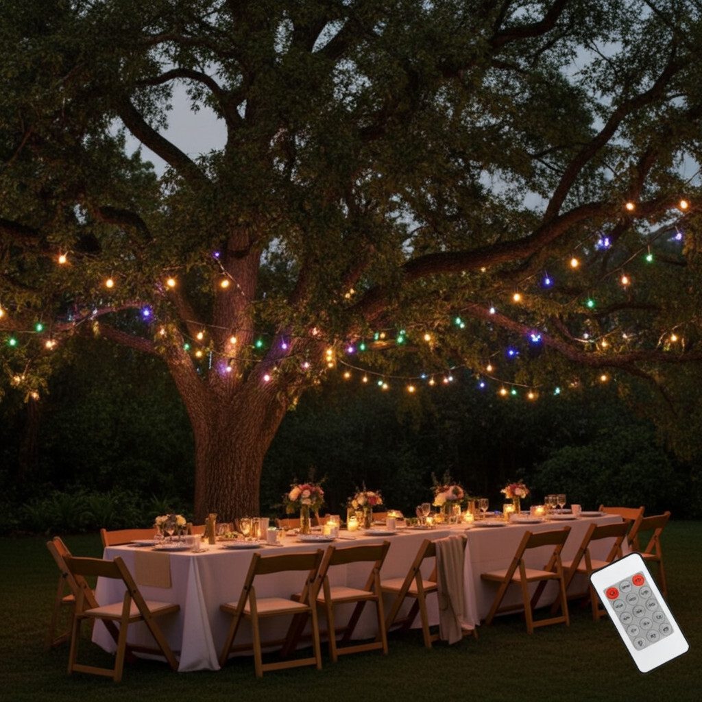 Home & styling collection LED-Lichterkette Basics Solar-Lichterkette 21 m, 480 bunte LEDs, 13 Funktionen, IP44, Solarpanel 24V, 230 mAh/Lampenabstand 4,5 cm/13 Leuchtmodi