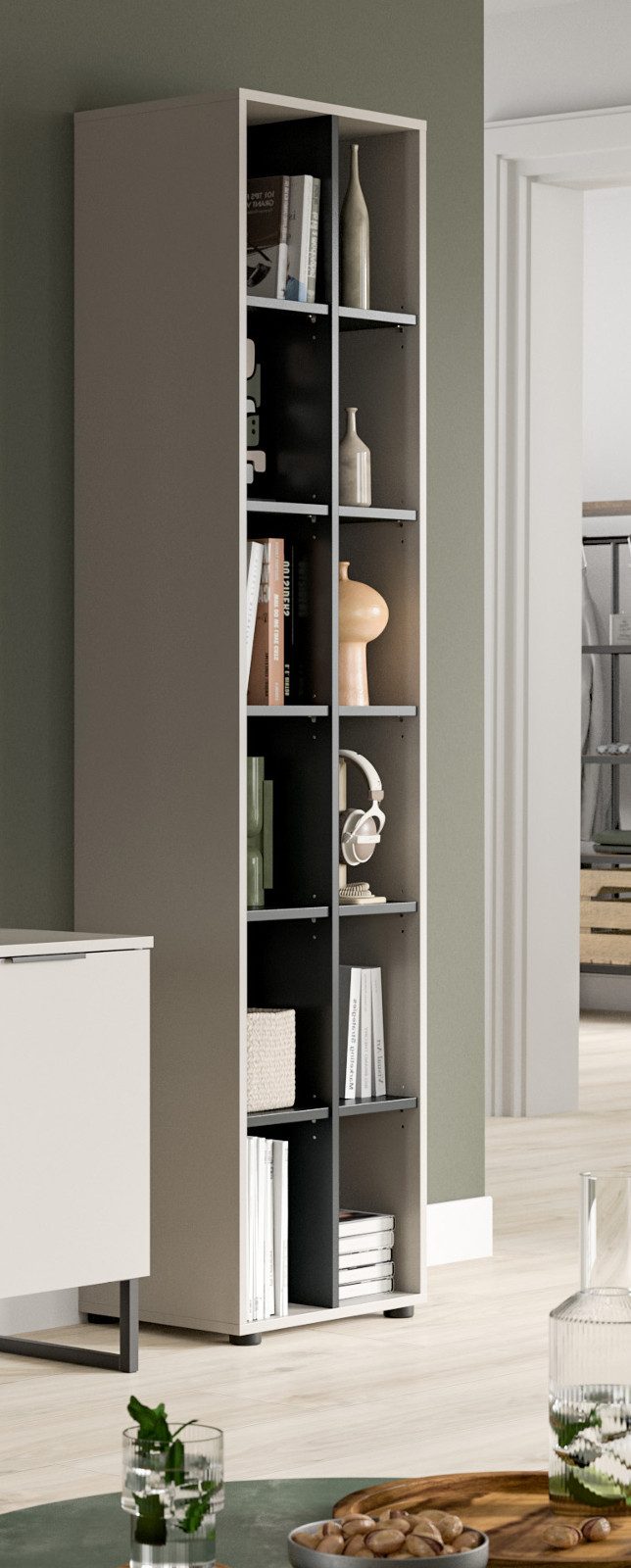 Inn.Furn Fächerschrank Morena (Regalschrank Schwarz und Kaschmir / Sand, 45 günstig online kaufen