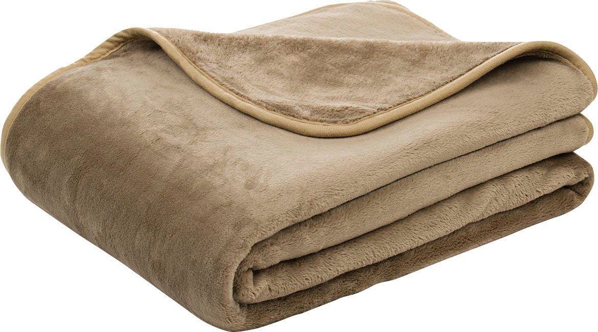 Wohndecke Uni Decke aus recyceltem Kuscheldecke Gözze, taupe Polyester