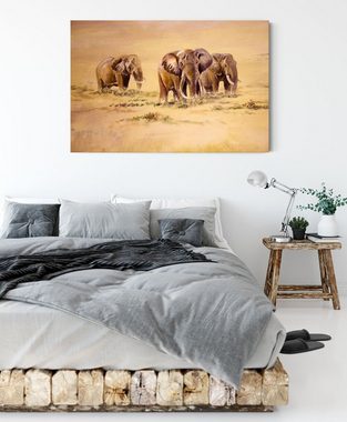 Pixxprint Leinwandbild Elefanten in Südafrika, Elefanten in Südafrika (1 St), Leinwandbild fertig bespannt, inkl. Zackenaufhänger