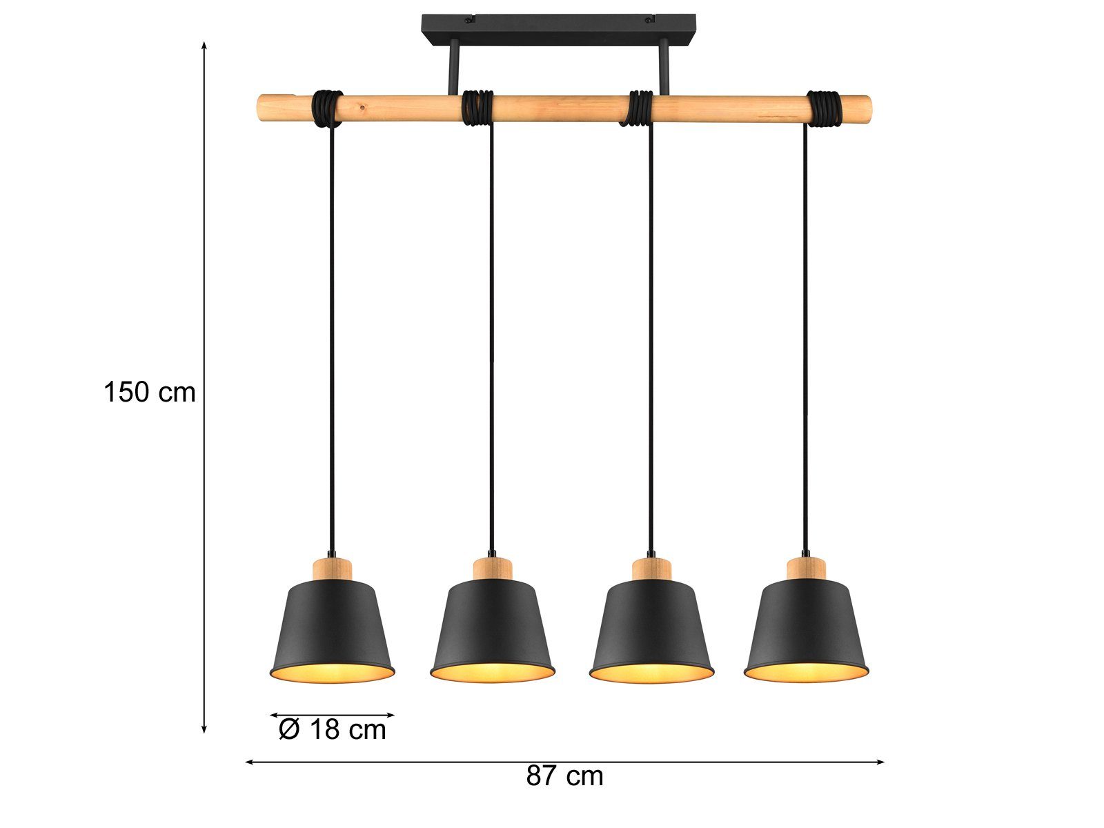 87cm Dimmfunktion, LED wechselbar, Esstisch-Lampe LED Breite Holz hängend modern Kücheninsel, Pendelleuchte, über-n Warmweiß, meineWunschleuchte