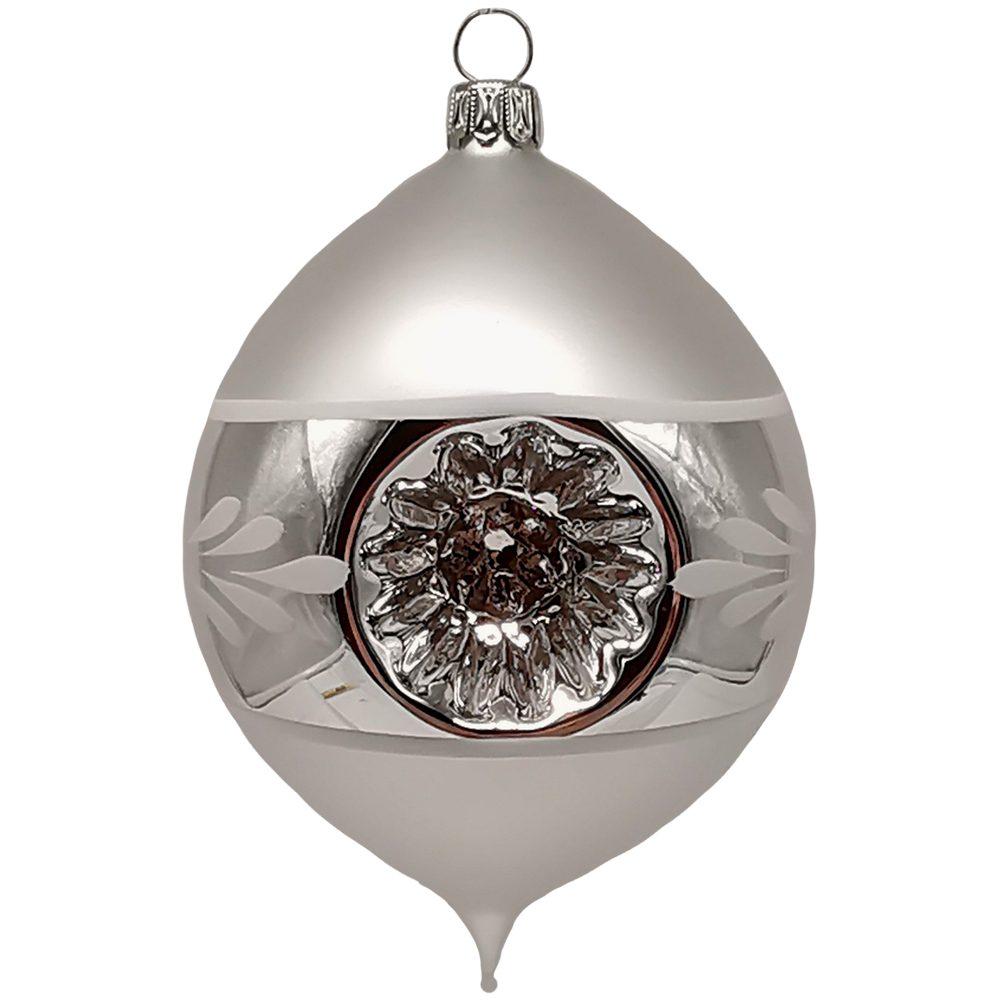 Schatzhauser Weihnachtsbaumkugel Reflex Olive, nostalgischer Zauber, silber 2 Reflexe (1 St), mundgeblasen, handbemalt