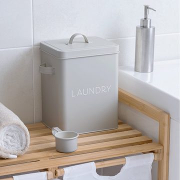 Navaris Aufbewahrungstasche Waschmittelbox - Metall - Laundry Dose - Vintage Behälter - Grau (1-tlg)