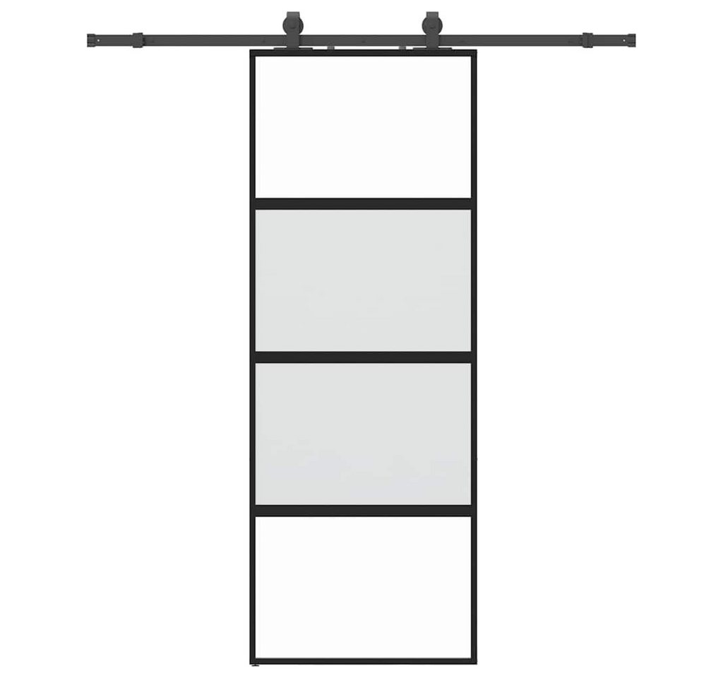 Thumbnail - vidaXL Schiebetür, Schiebetür mit Beschlag Schwarz 76x205 cm Hartglas