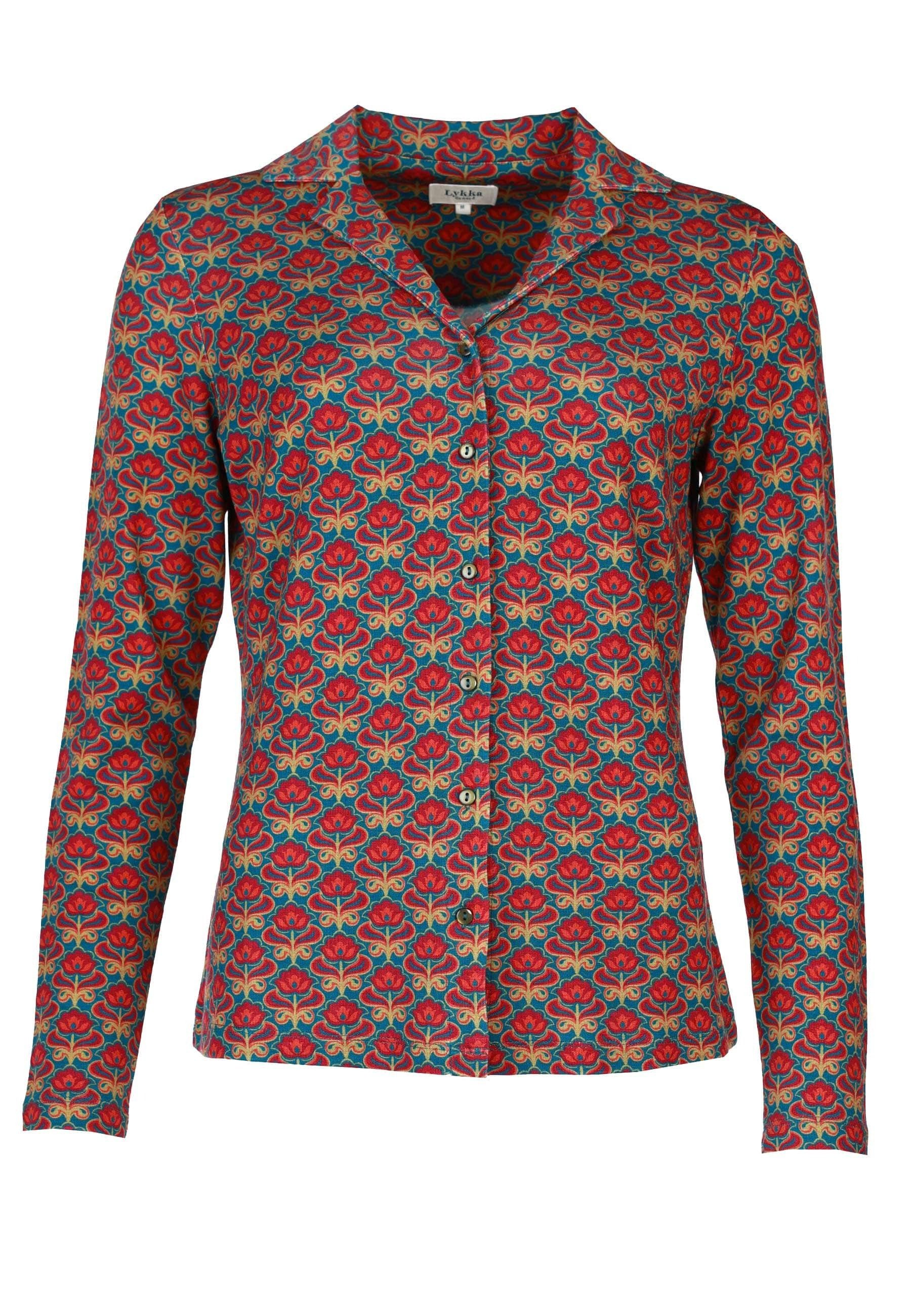 Lykka du Nord Klassische Bluse Celeste retro flower günstig online kaufen