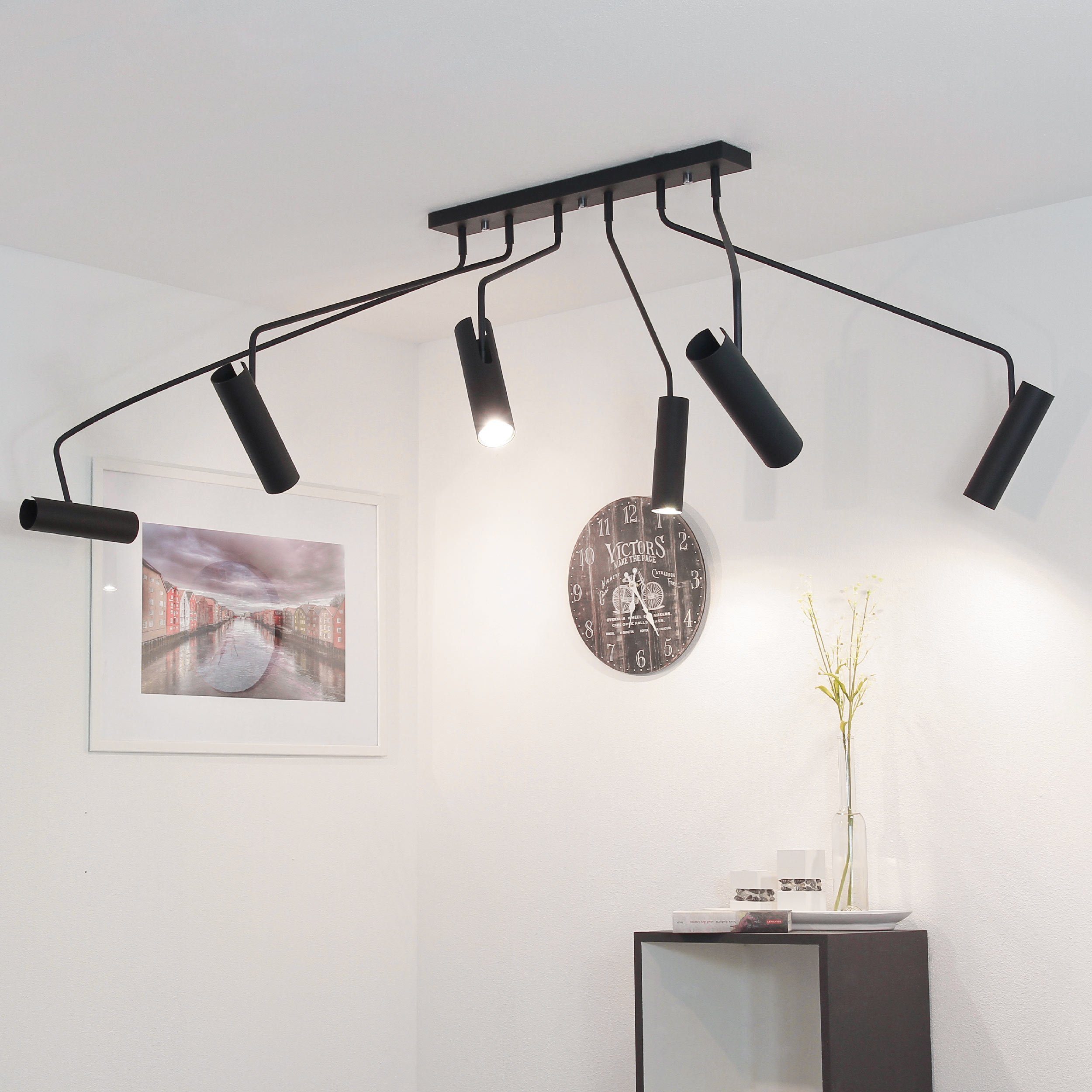 Licht-Erlebnisse Deckenstrahler EYE, ohne Leuchtmittel, Schwarze Deckenlampe Metall schwenkbar modern Flur Schlafzimmer Lampe