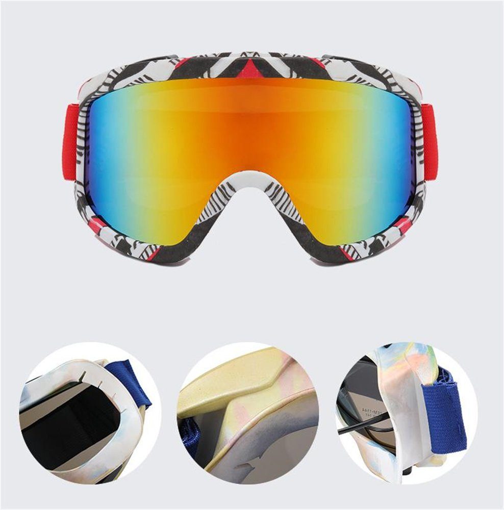 Rouemi Skibrille Erwachsene für Bergsport Skibrille,winddichte weiß Outdoor-Skibrille den