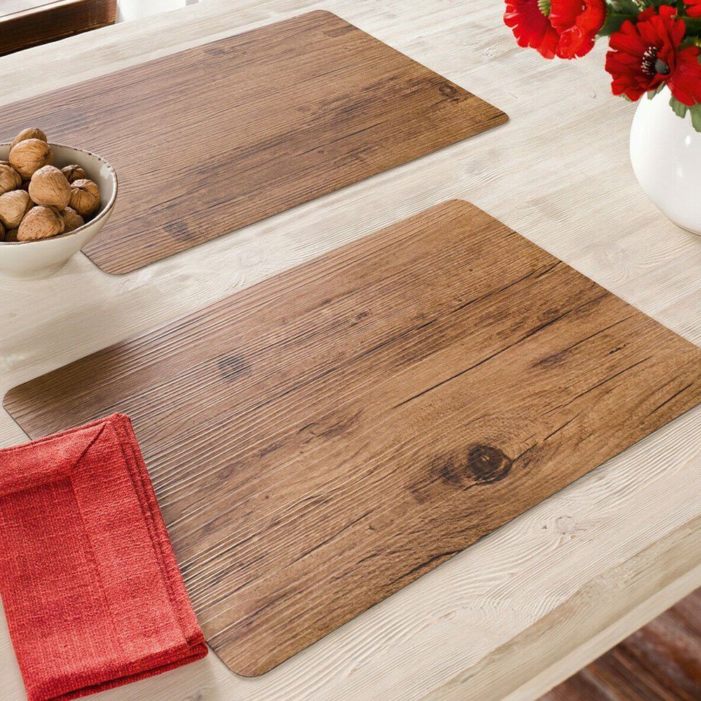 Home-trends24.de Platzset Platzmatte Platzset Holzoptik Tischset Platzdeckc günstig online kaufen